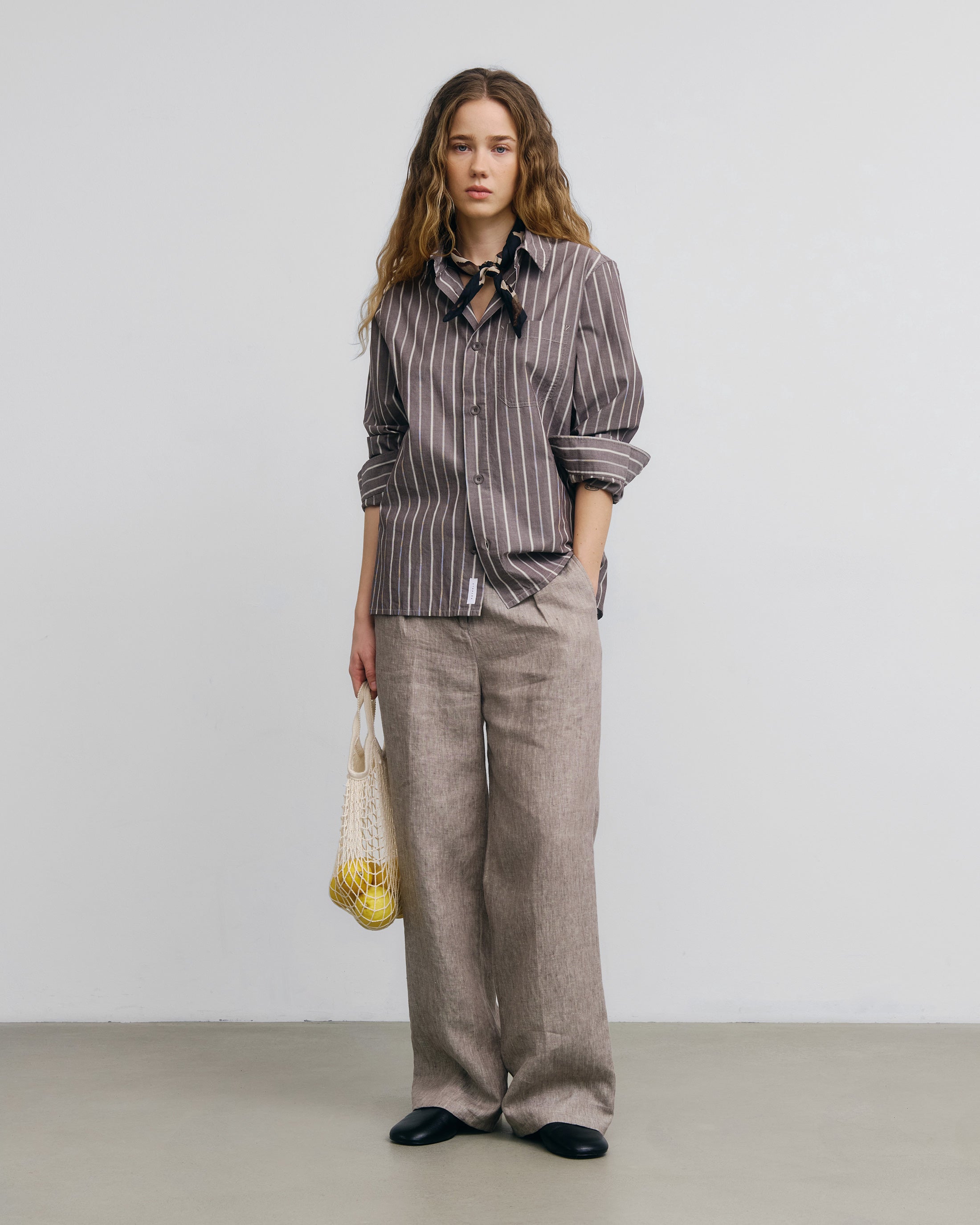 Braunes gestreiftes Hemd aus Bio-Baumwolle von Rotholz