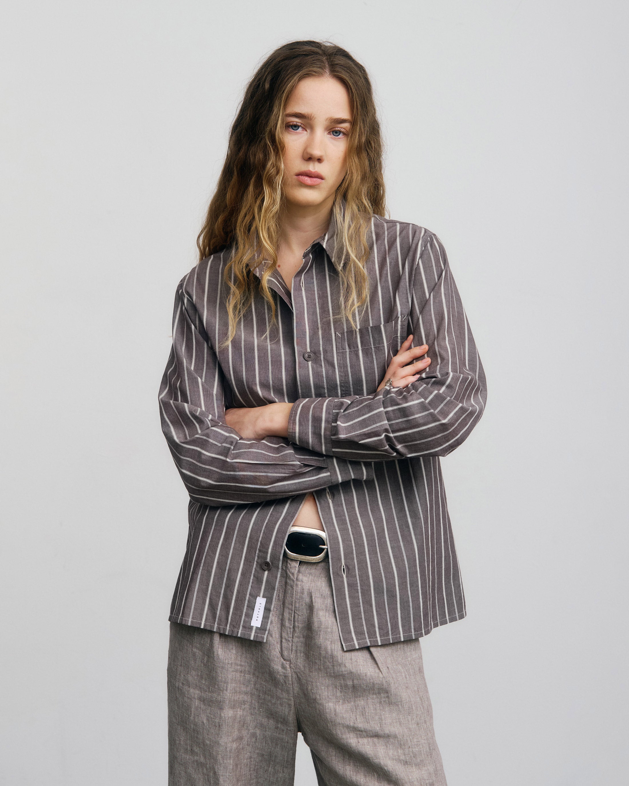 Rotholz Brown Striped Organic Cotton Shirt
