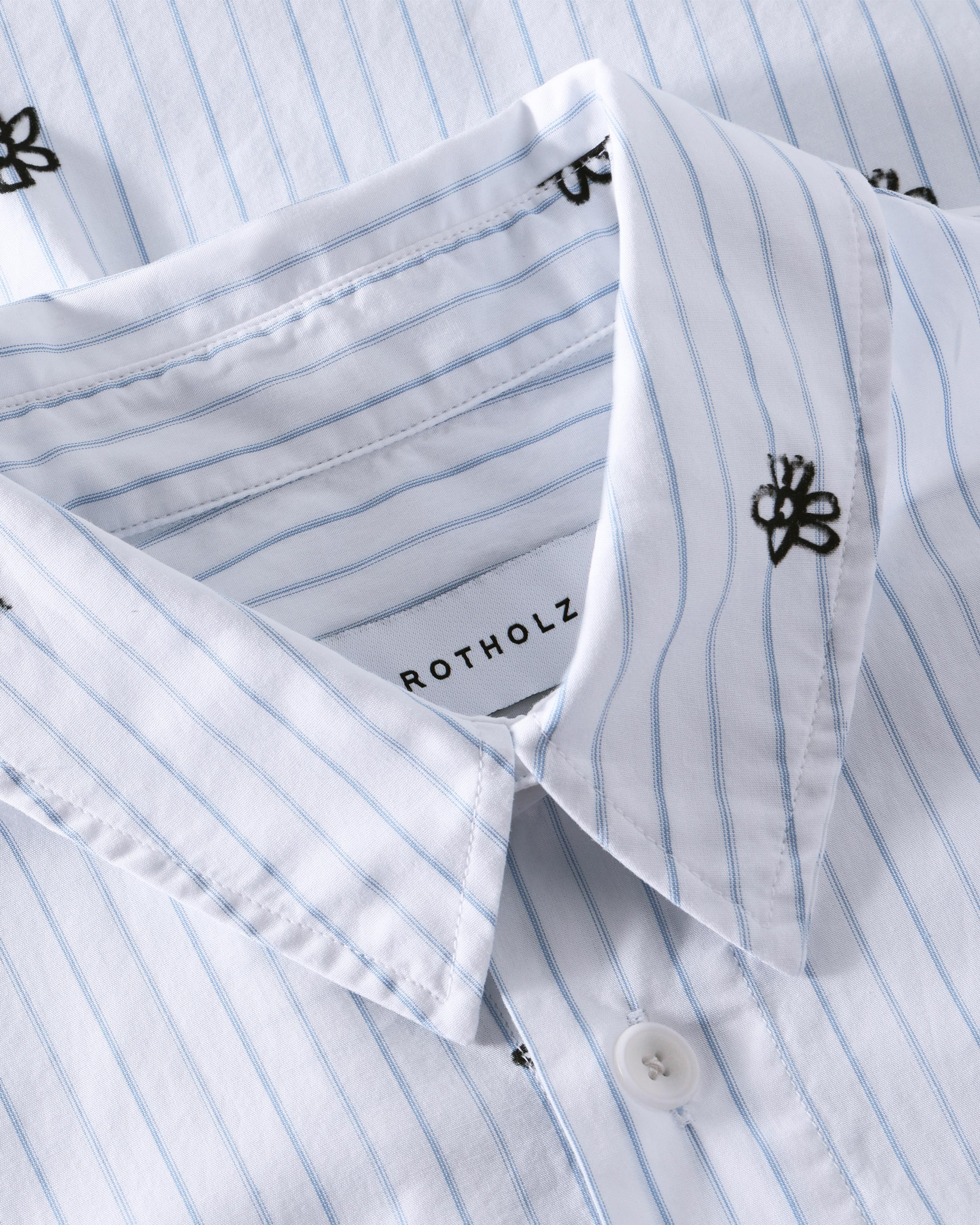 Helles gestreiftes Hemd Flower Print aus Bio-Baumwolle von Rotholz