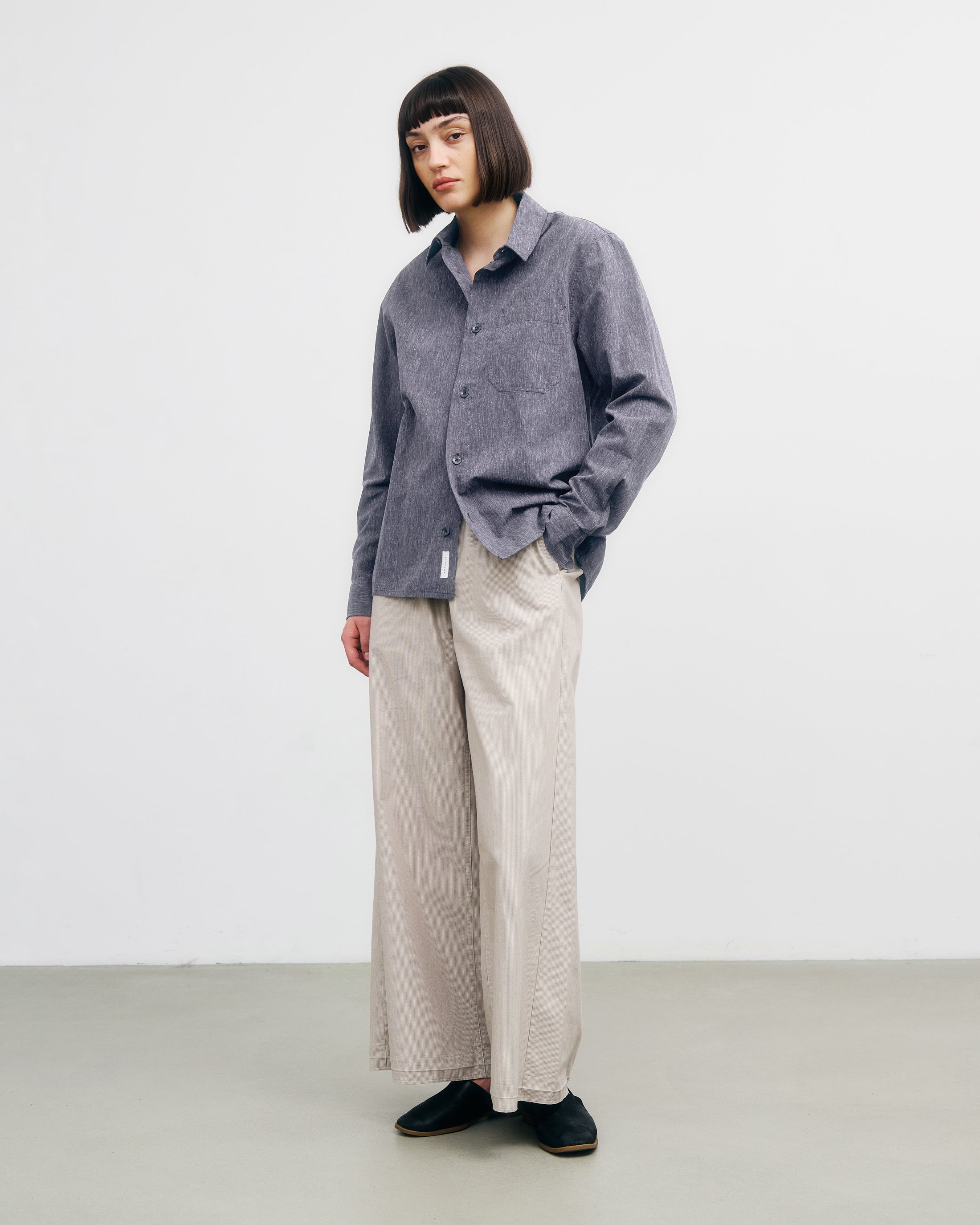 Blue mottled organic cotton shirt by Rotholz