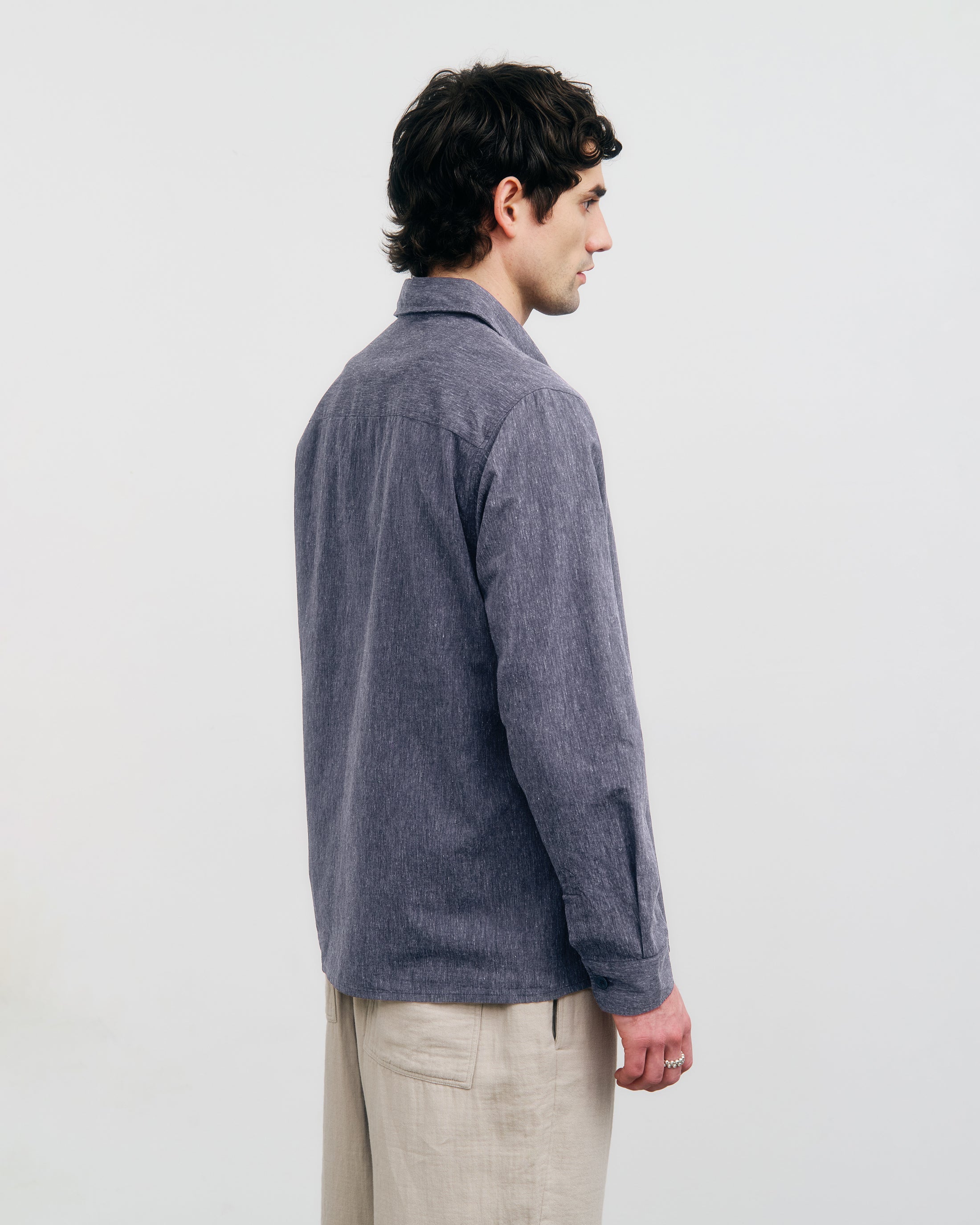 Blaues meliertes Hemd aus Bio-Baumwolle von Rotholz