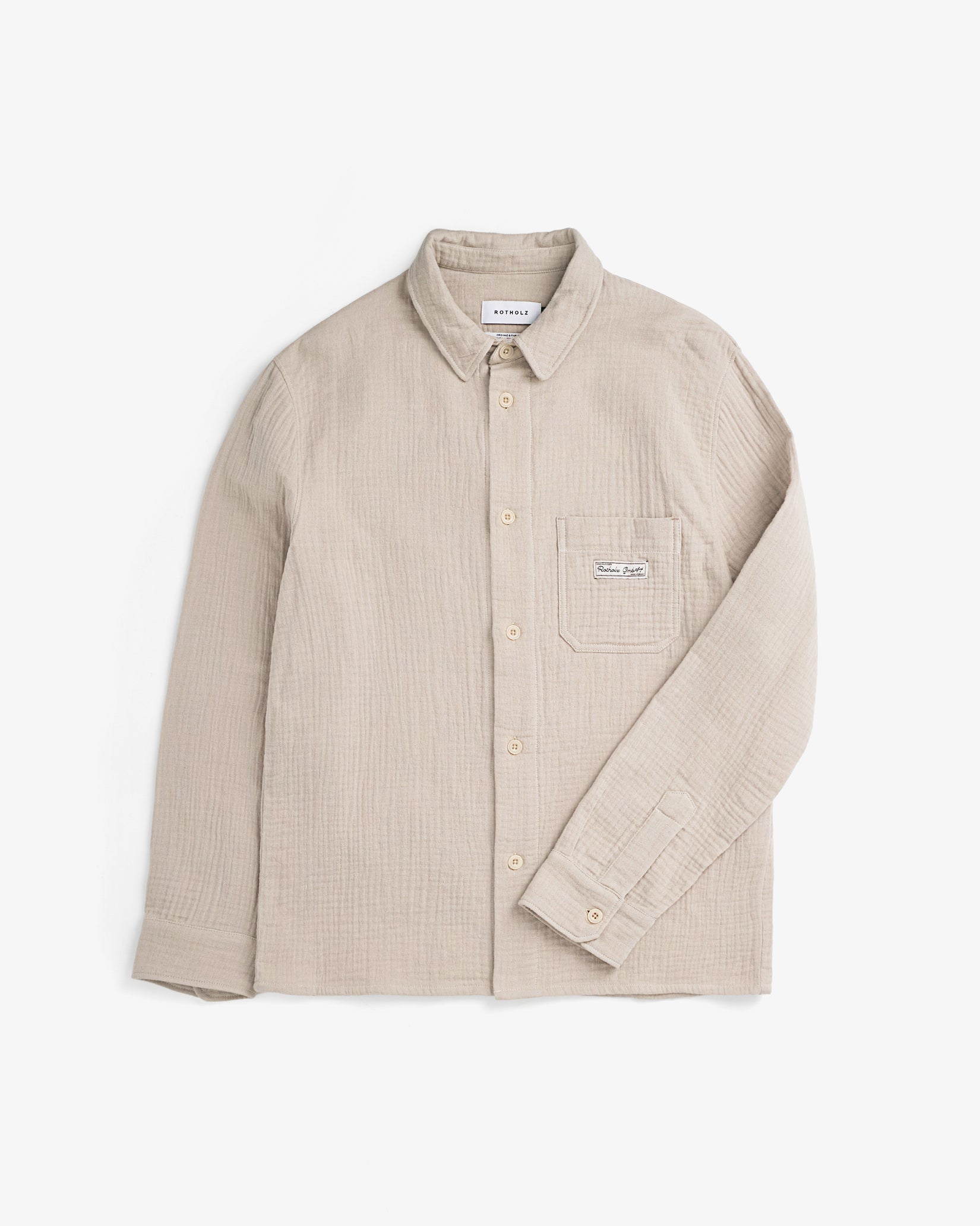 Beige shirt made of 100% organic cotton by Rotholz