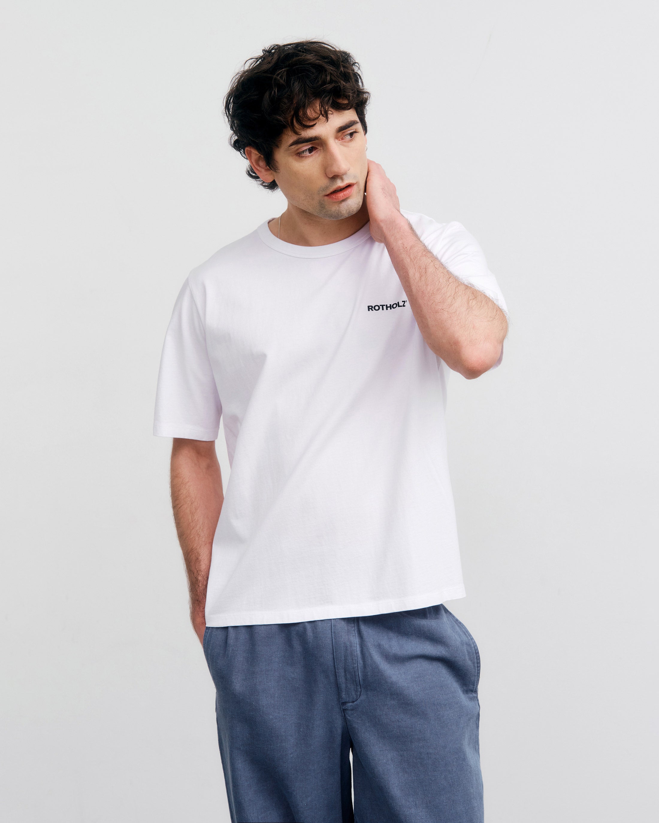 T-shirt blanc en coton biologique imprimé cerises par Rotholz