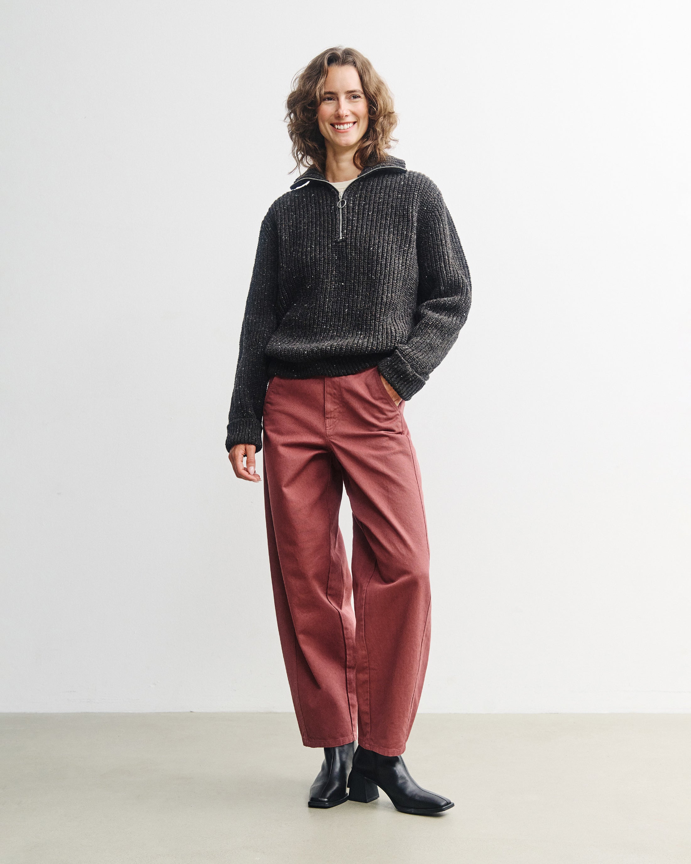 Schwarzer Strickpullover Chunky aus Merinowolle von Rotholz