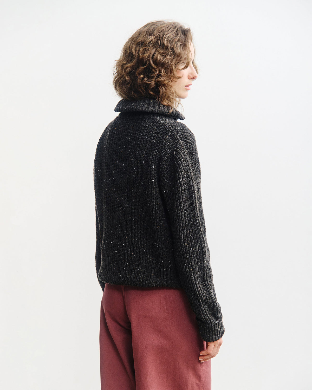 Schwarzer Strickpullover Chunky aus Merinowolle von Rotholz