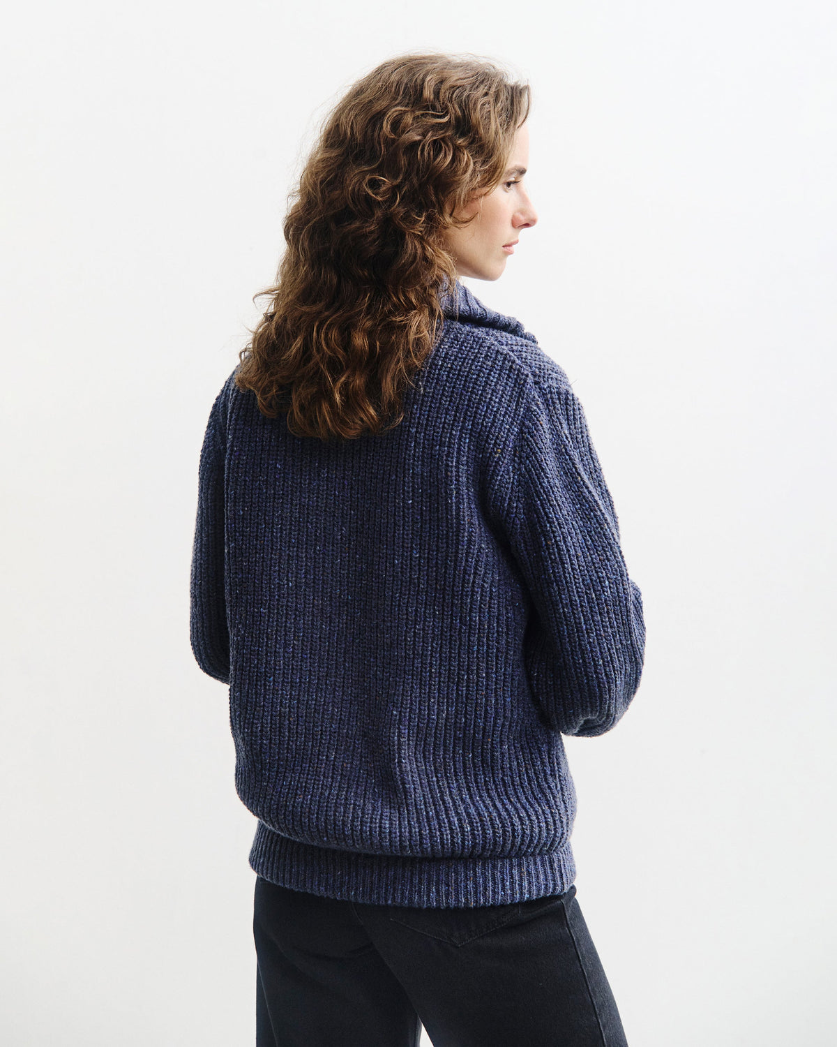 Blauer Strickpullover Chunky aus Merinowolle von Rotholz