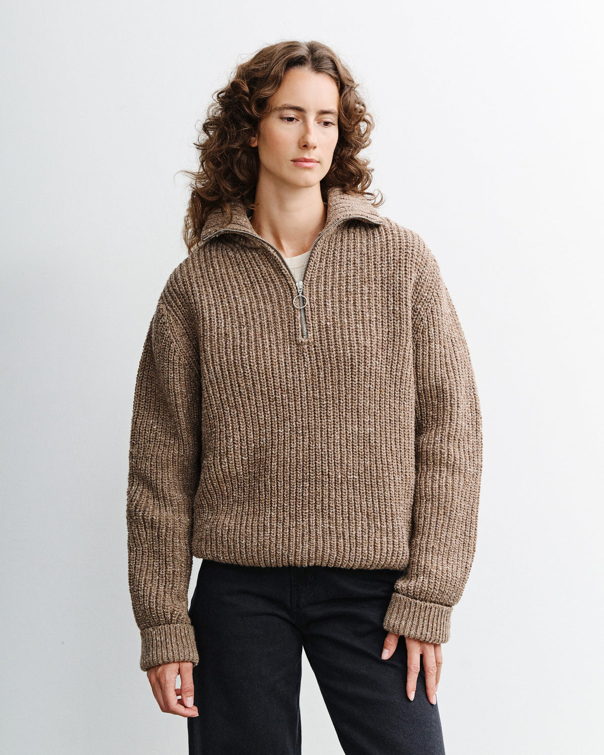 Brauner Strickpullover Chunky aus Merinowolle von Rotholz