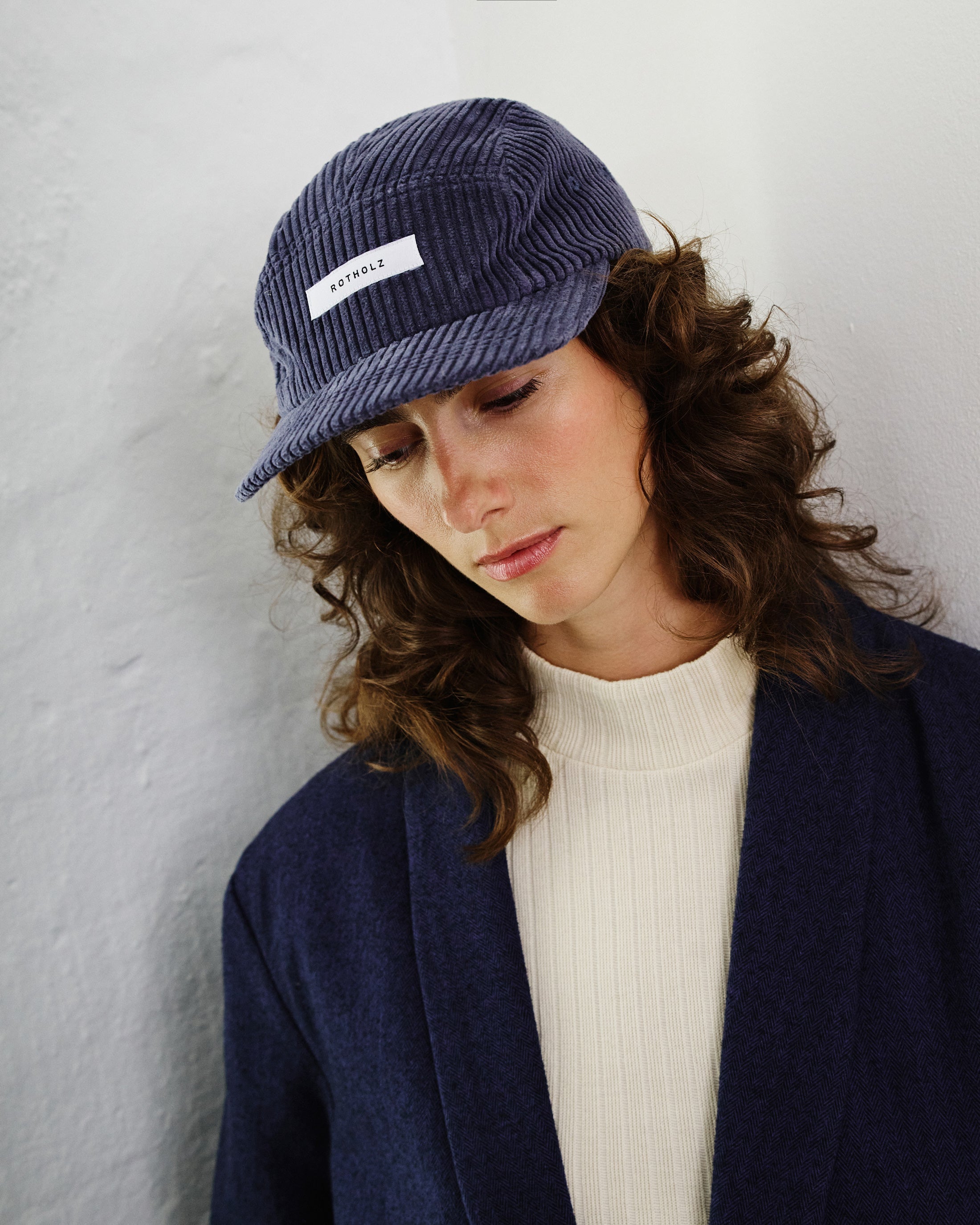 Blaue Cap Cord 5-Panel aus Bio-Baumwolle von Rotholz