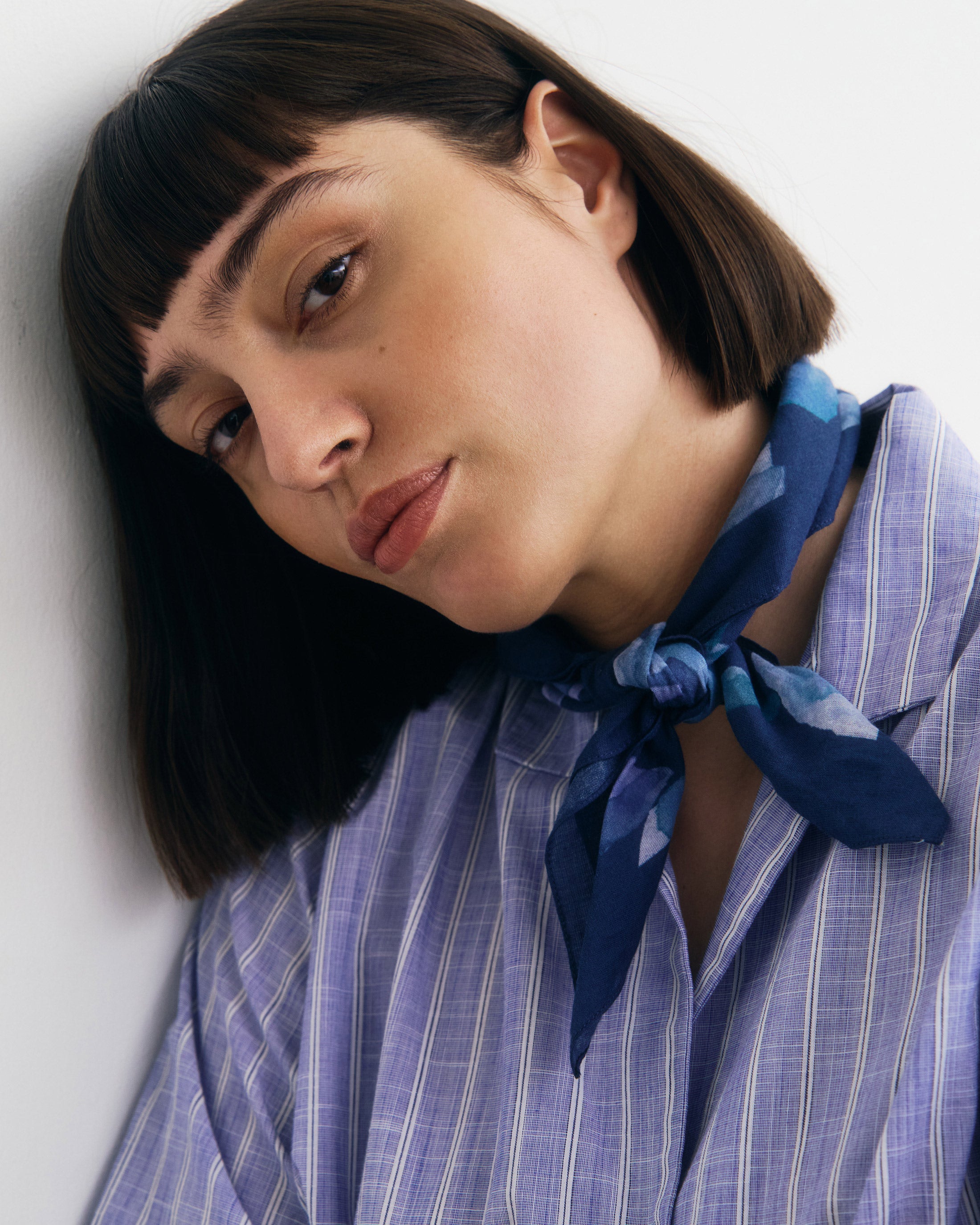 Chemise de bowling Rotholz à rayures bleues en coton biologique