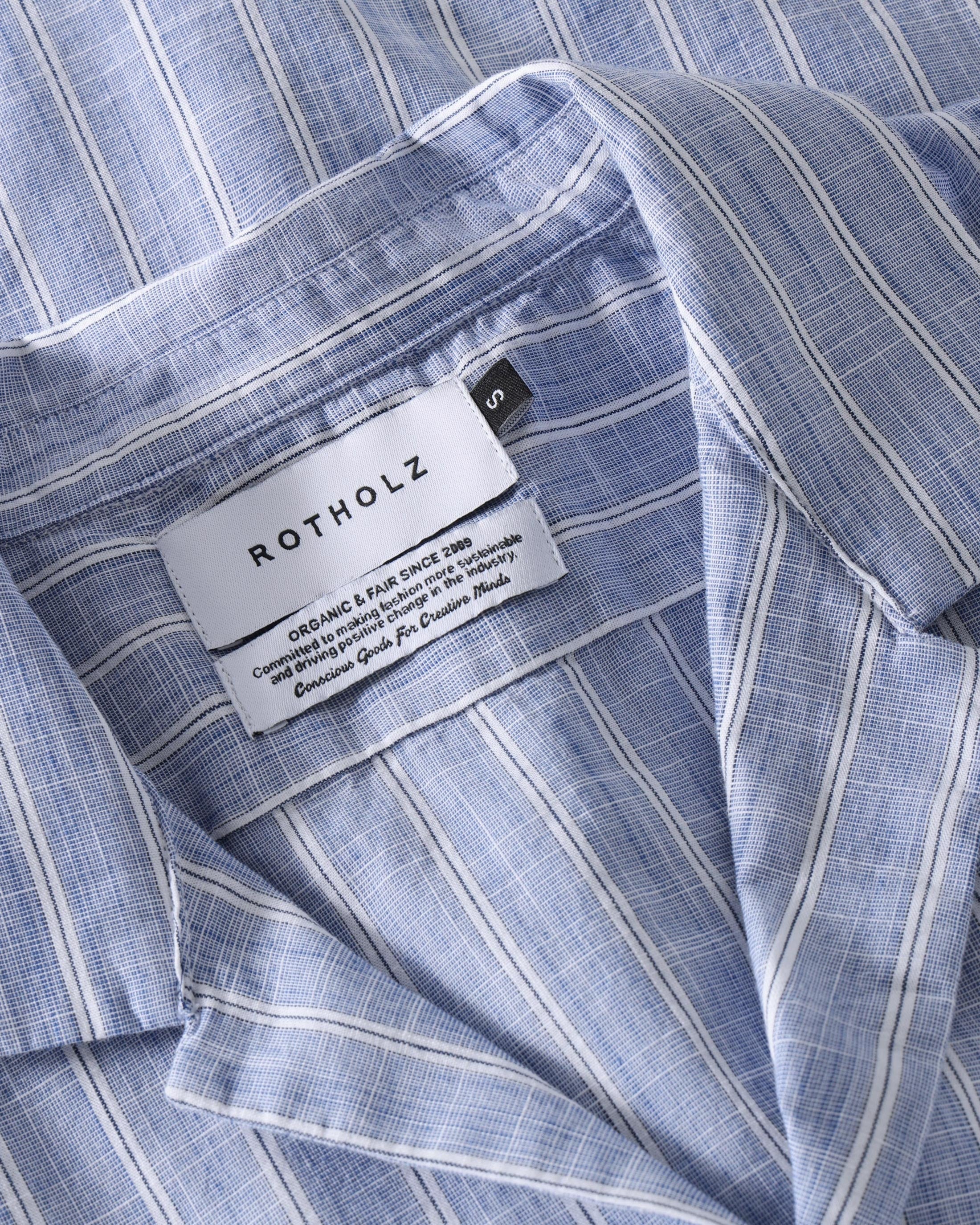 Chemise de bowling Rotholz à rayures bleues en coton biologique