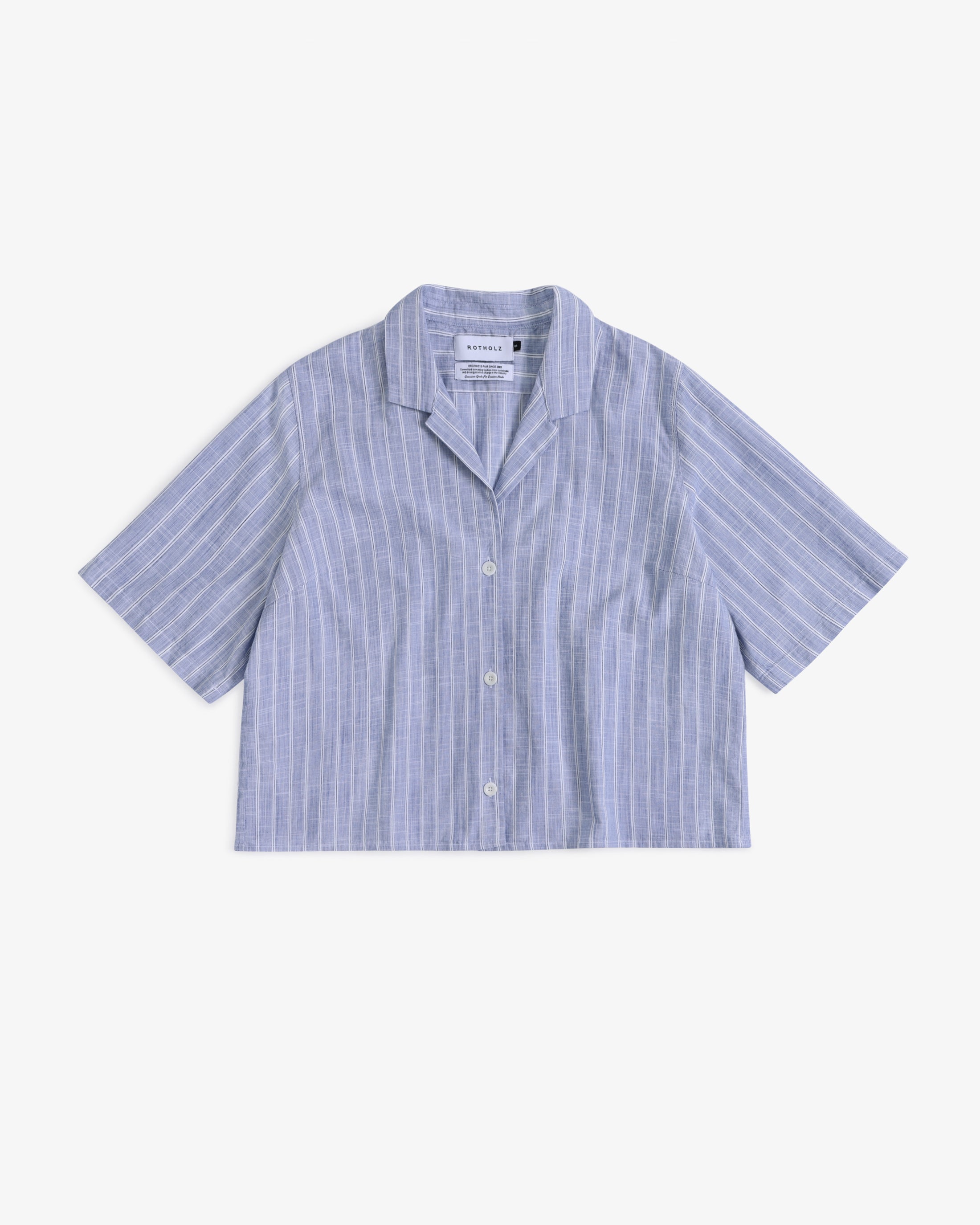 Blaues gestreiftes Hemd Bowling aus Bio-Baumwolle von Rotholz