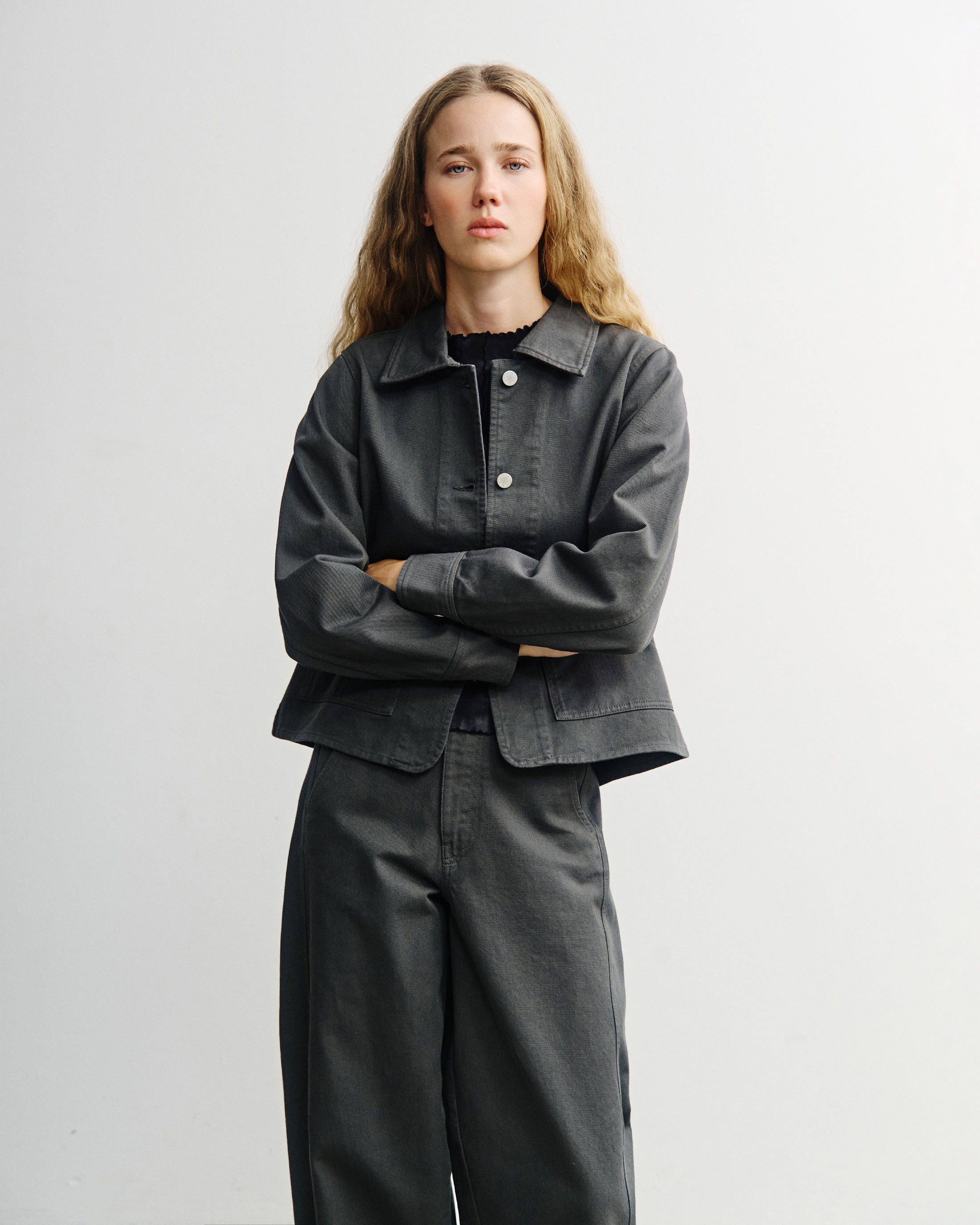 Graue Jacke Kurz aus 100% Bio-Baumwolle von Rotholz
