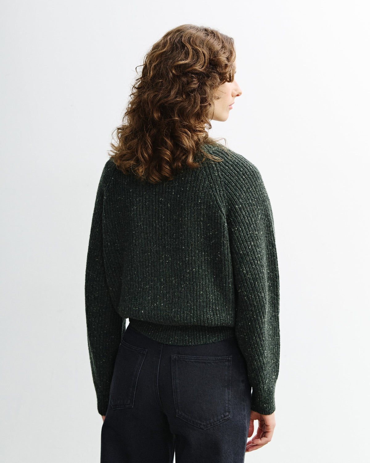 Grüner Kurzer Strickpullover aus Merinowolle von Rotholz