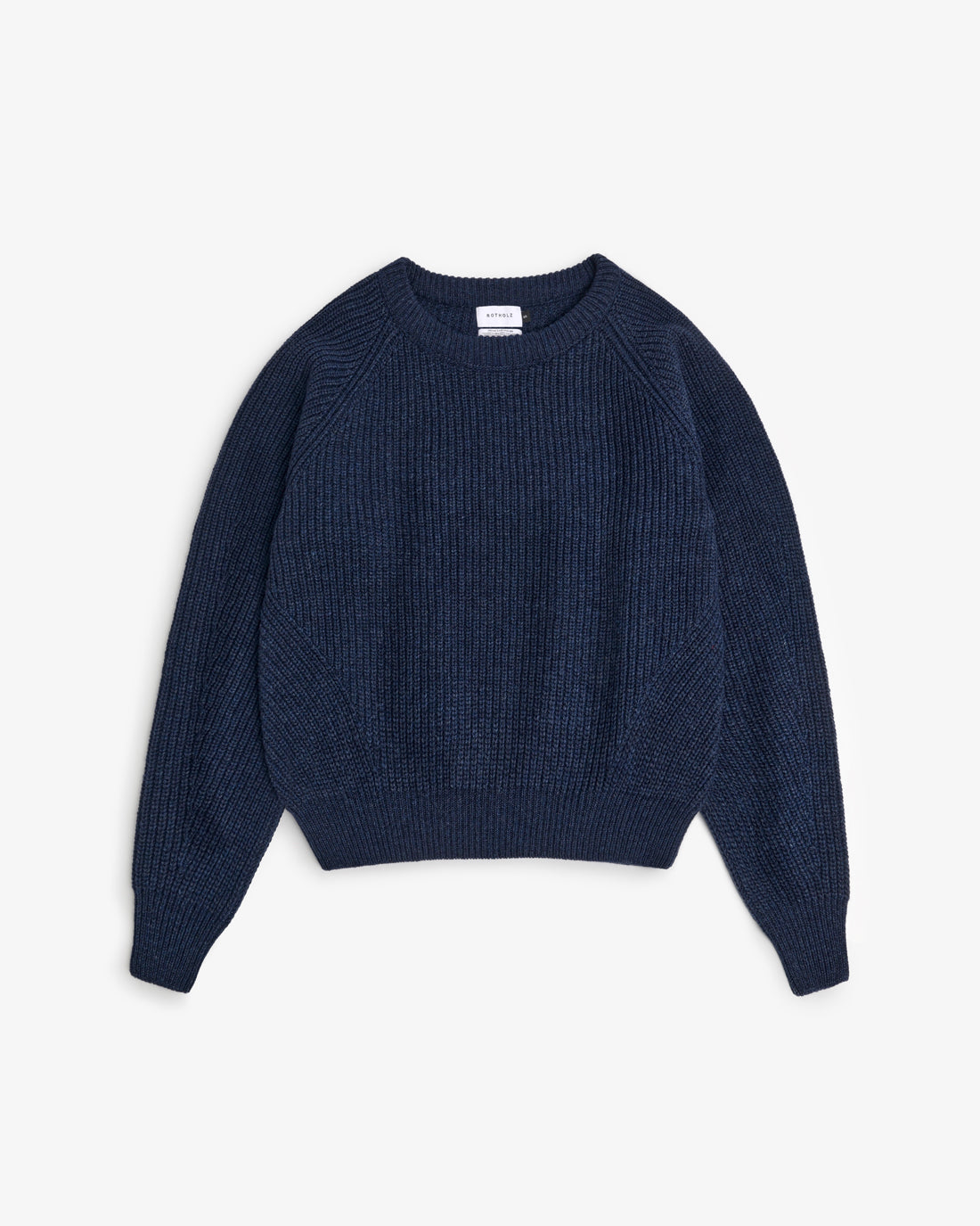 Dunkelblauer Strickpullover aus Recycelter Wolle von Rotholz