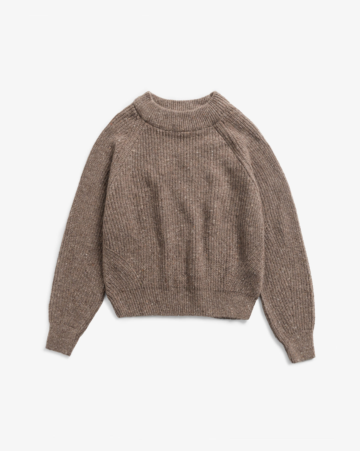 Brauner Kurzer Strickpullover aus Merinowolle von Rotholz