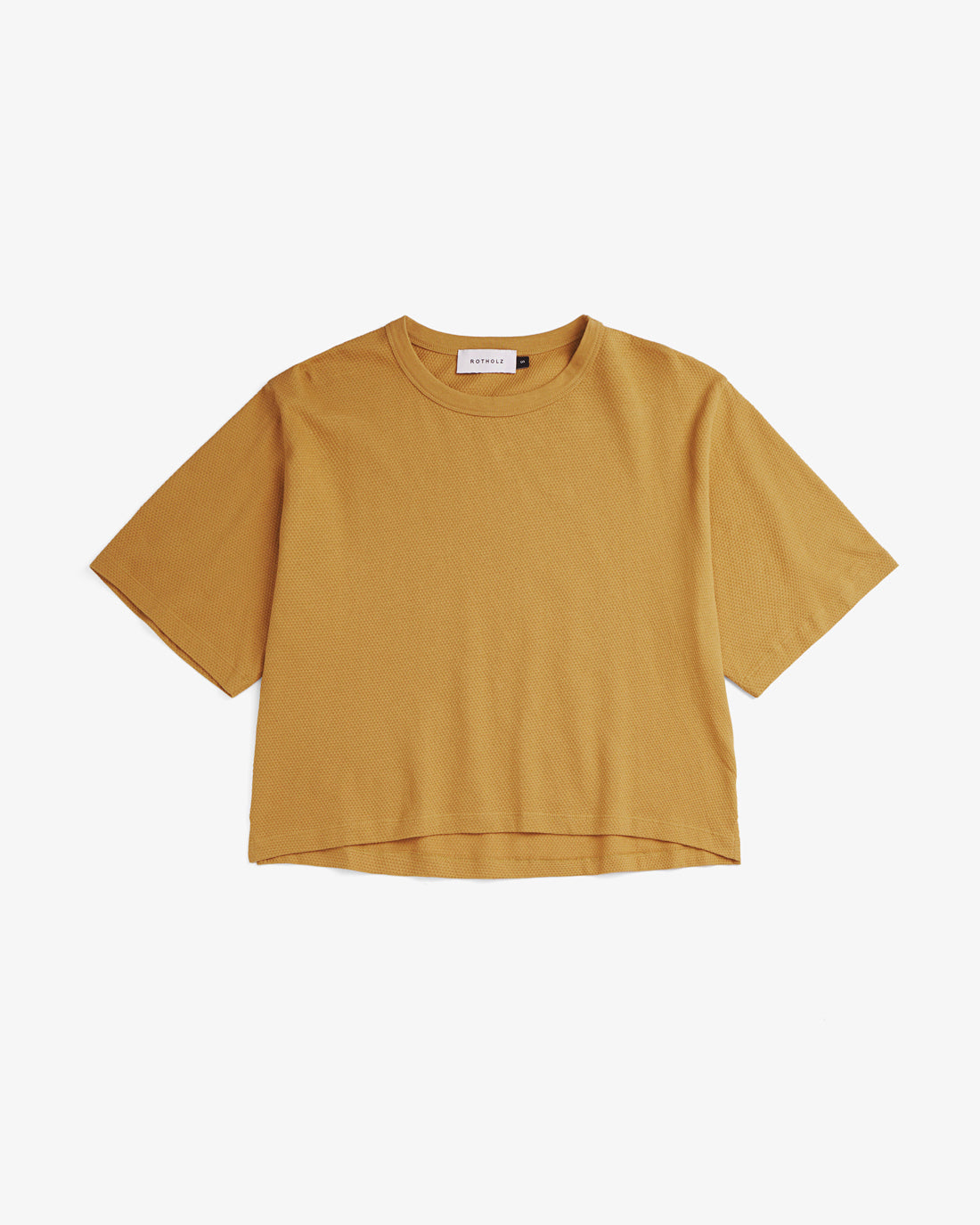 Yellow short waffle T-shirt made from 100% organic cotton by Rotholz