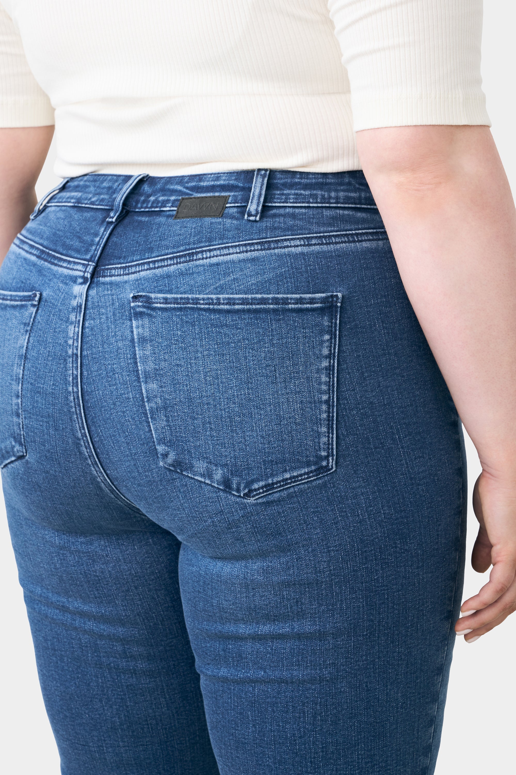 Blue SUN UP Skinny Curvy jeans made from organic cotton by Dawn Denim