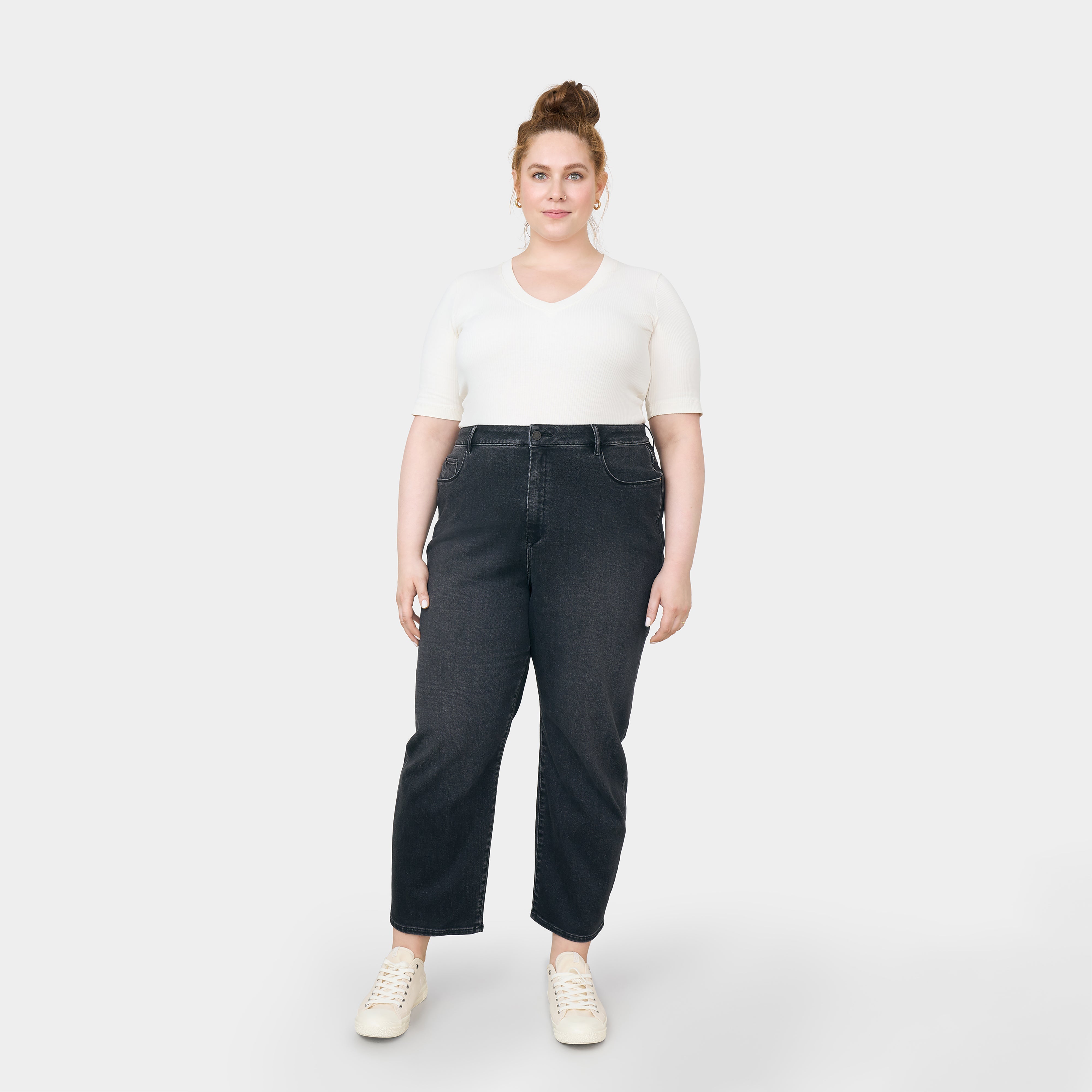 Jean noir STARDUST O-Shape Curvy en coton biologique par Dawn Denim