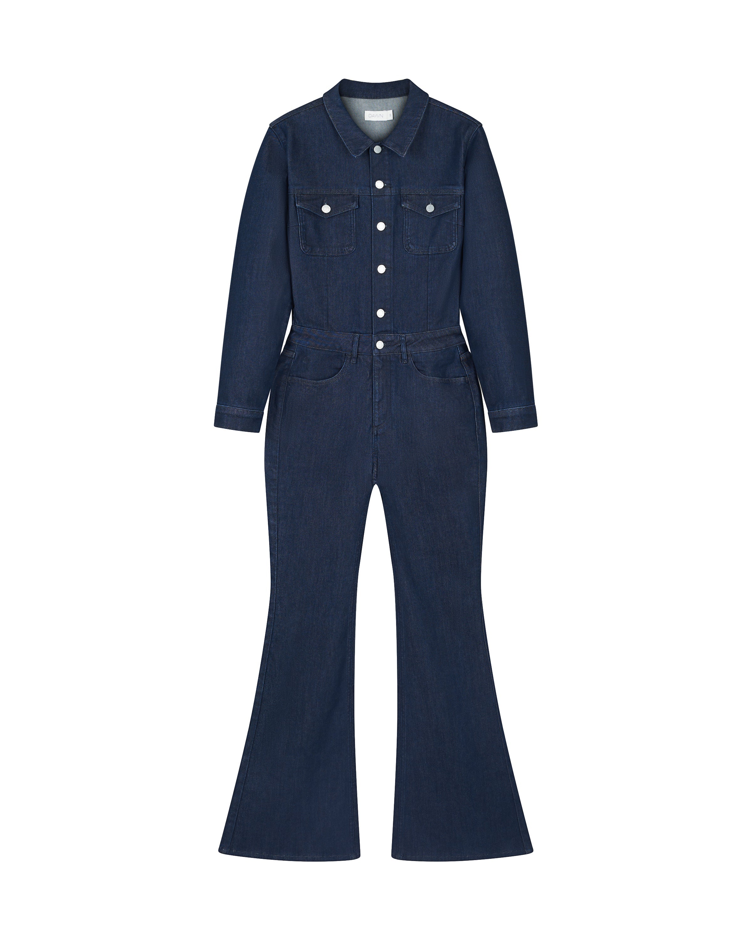 Dunkelblauer Overall Grace Flared aus Bio-Baumwolle von Dawn Denim