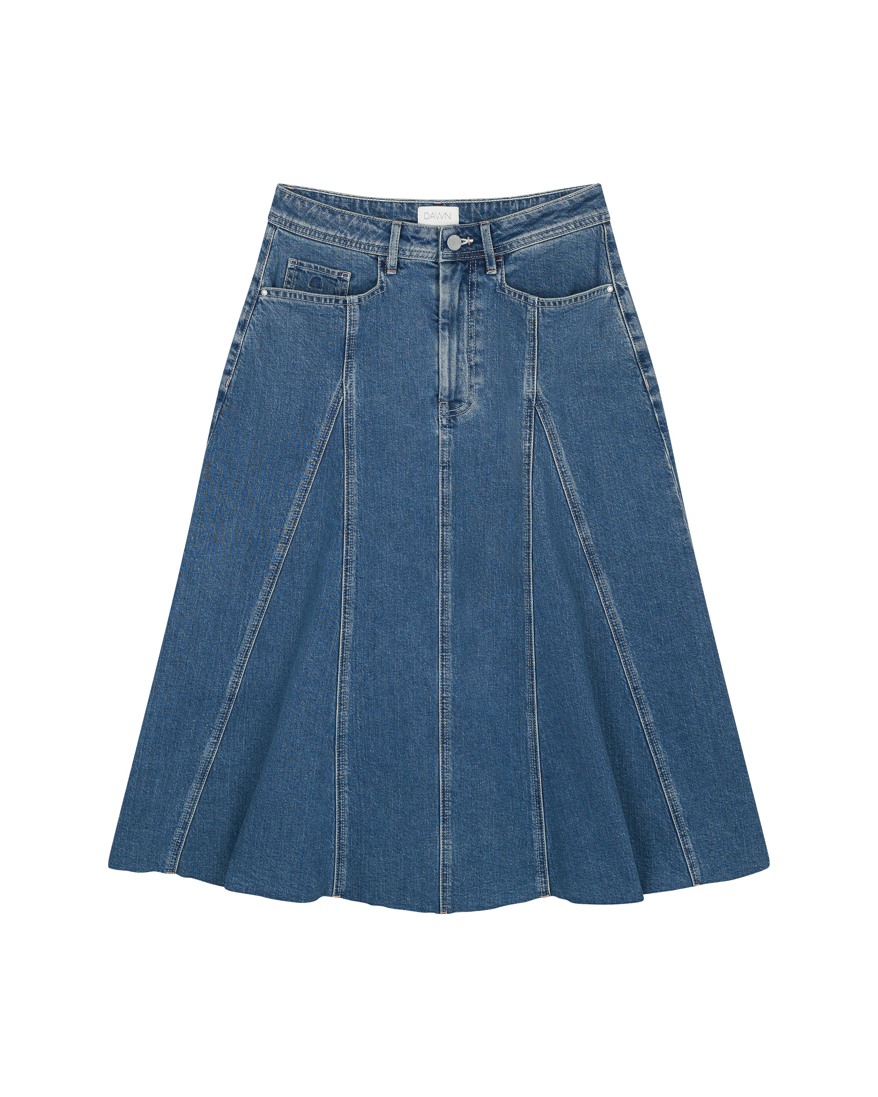 Blauer Midi-Rock Sol aus Bio-Baumwolle von Dawn Denim