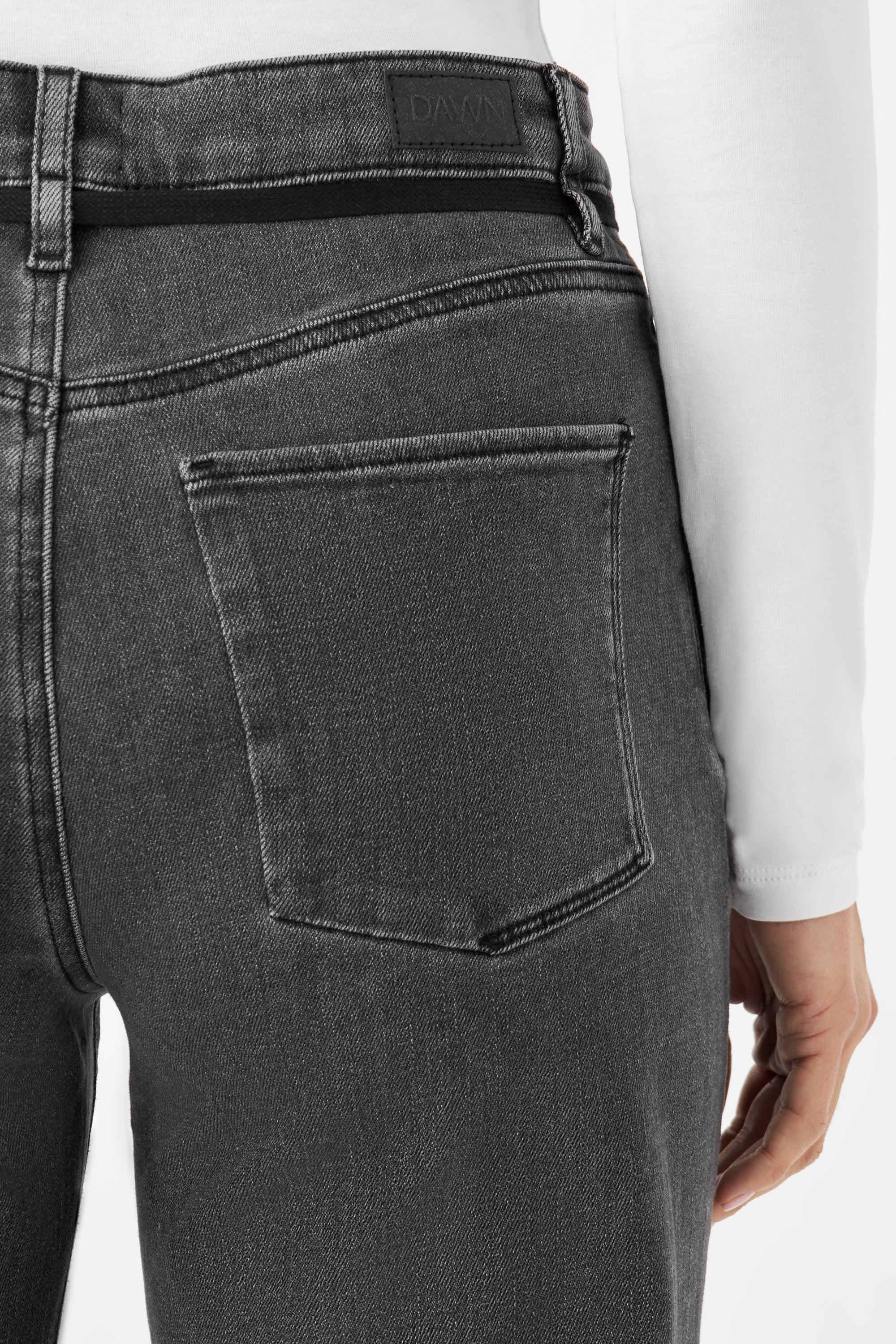 Grey DEW Flared French Pocket jeans made from organic cotton by Dawn Denim