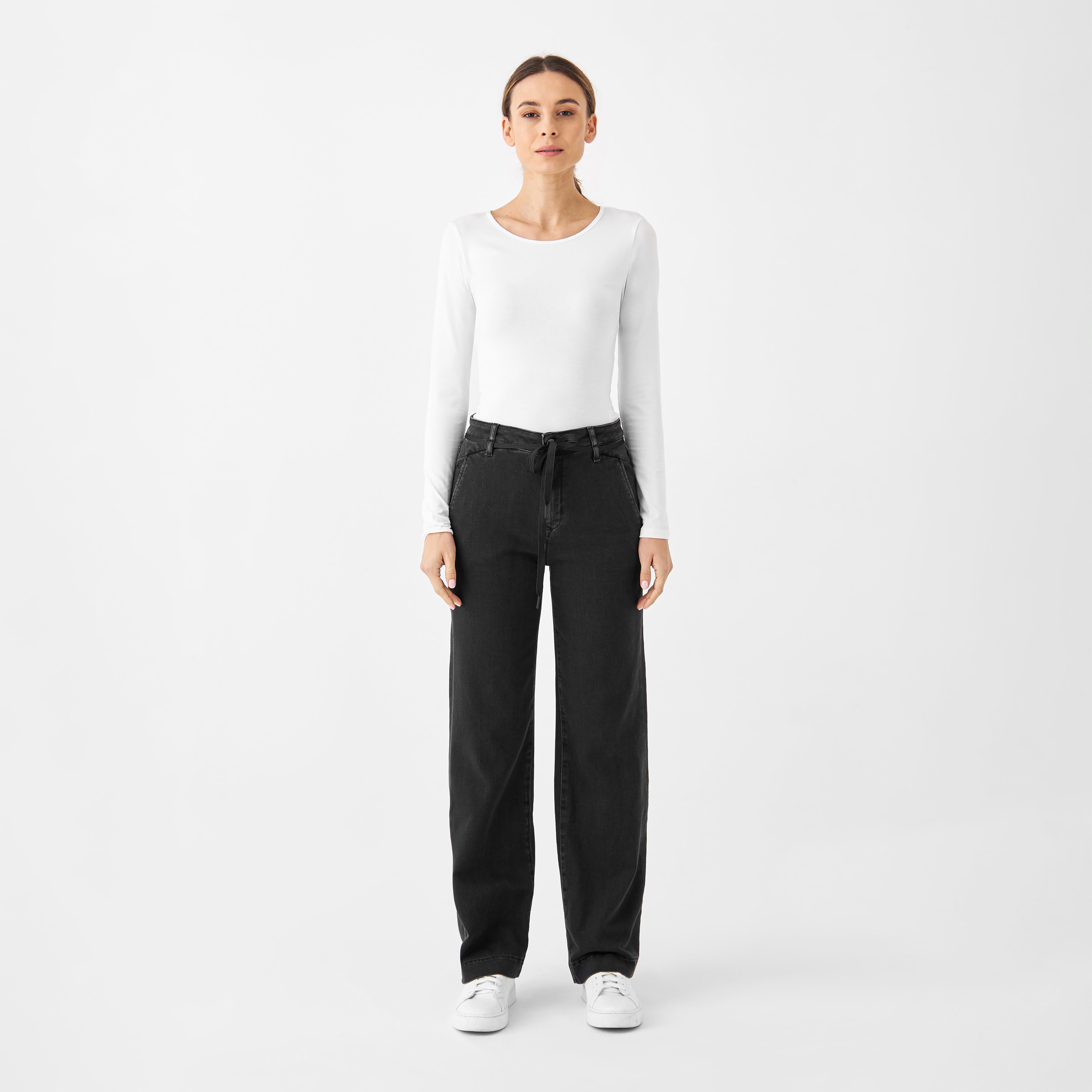 Black DEW Flared French Pocket jeans made from organic cotton by Dawn Denim