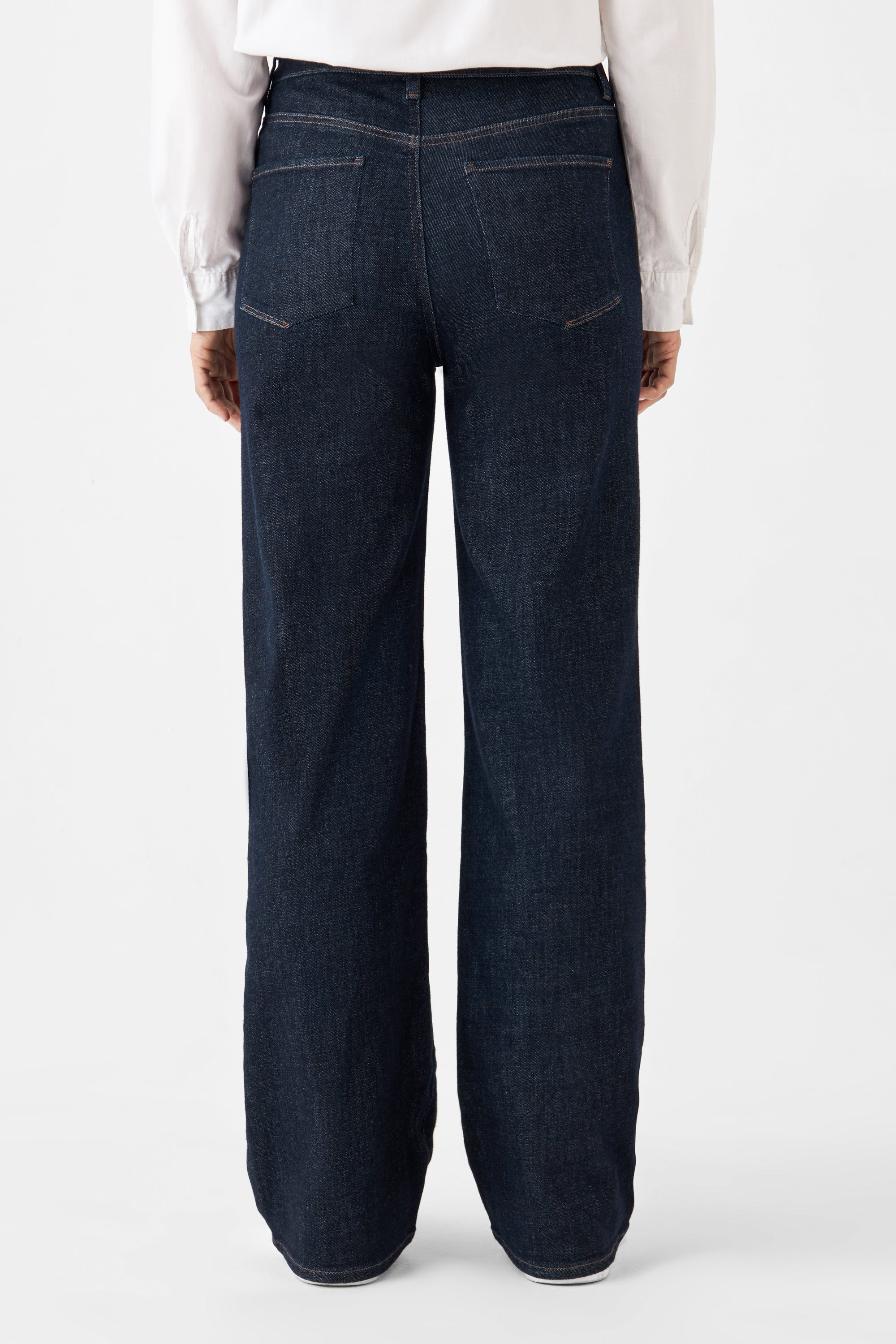 Dark blue DEW Flared Classic jeans made from organic cotton by Dawn Denim
