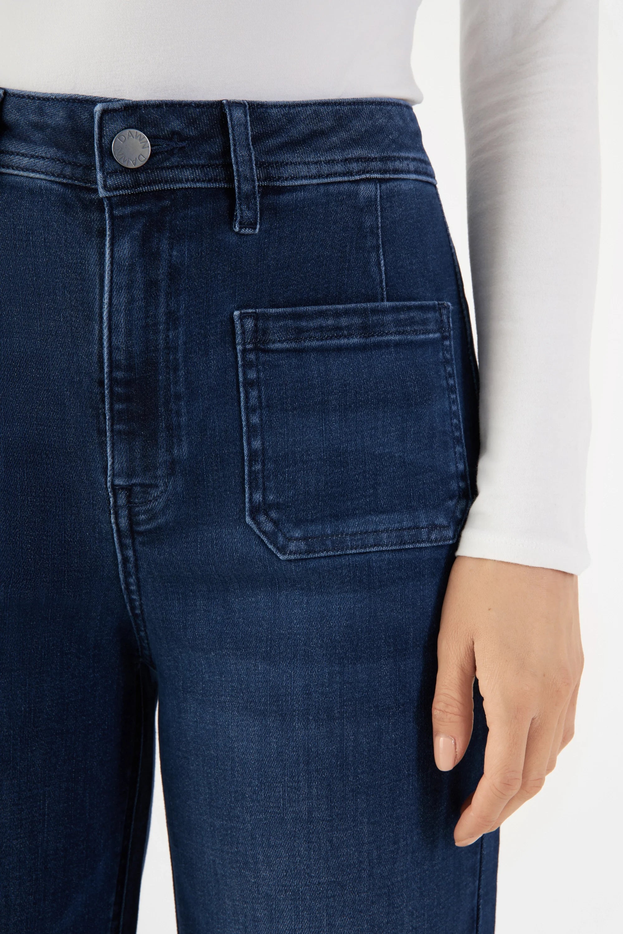 Dunkelblaue High Waist Jeans DEW Sailor aus Bio-Baumwolle von Dawn Denim