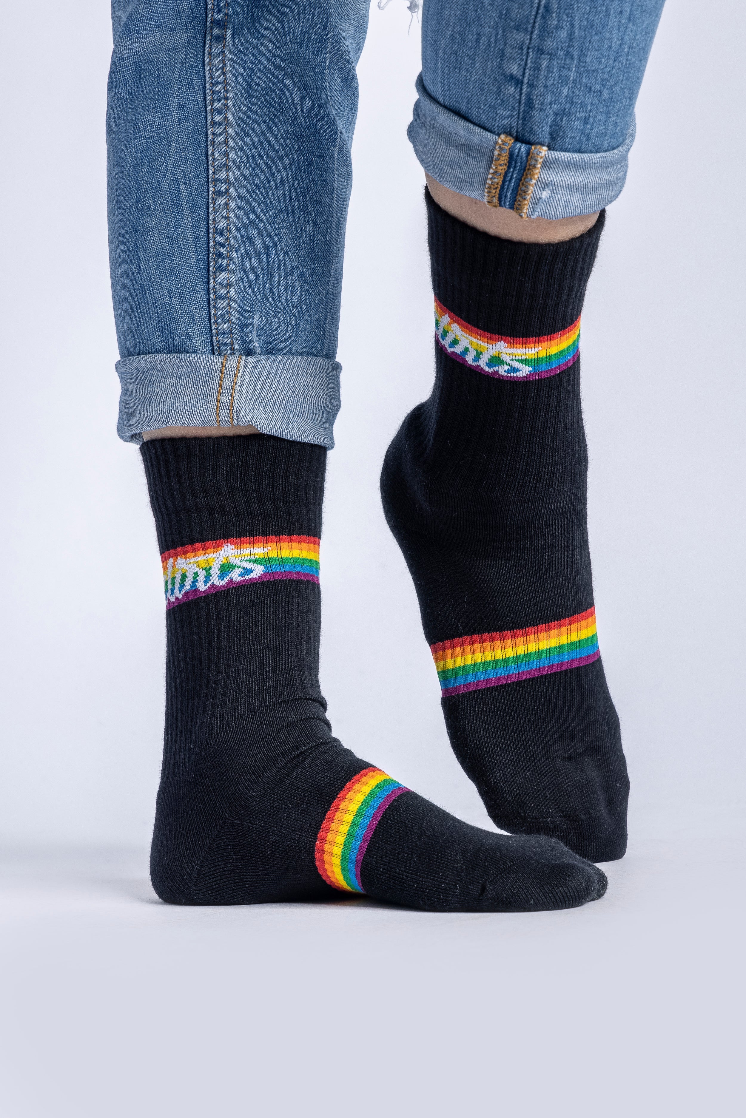 Colorful Rainbow socks made of organic cotton from DIRTS