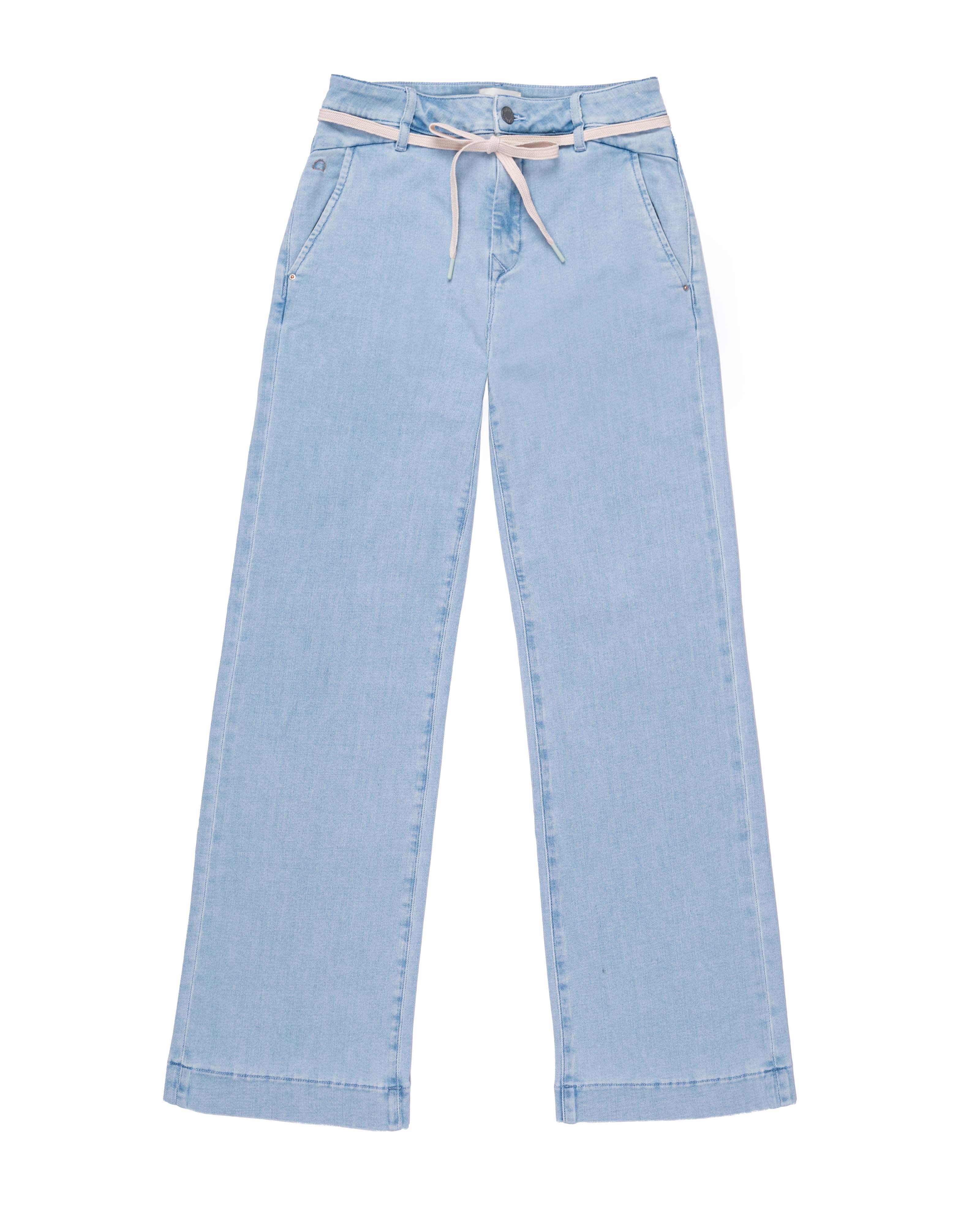 Hellblaue Jeans DEW Flared cropped French Pocket aus Bio-Baumwolle von Dawn Denim