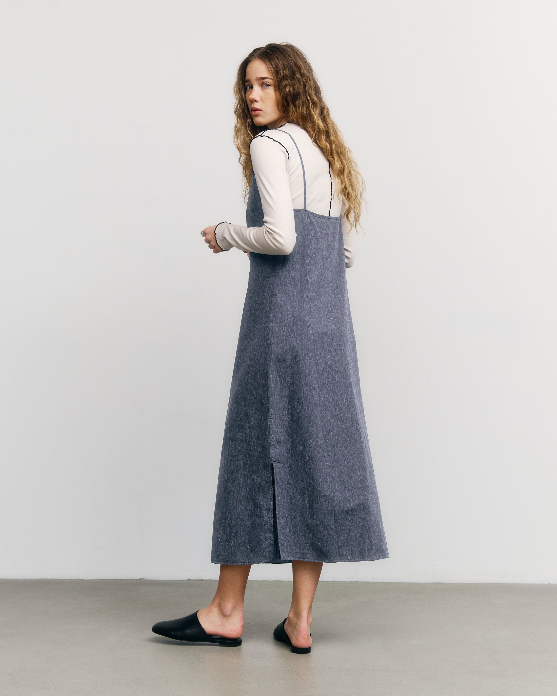 Blue organic cotton dress by Rotholz