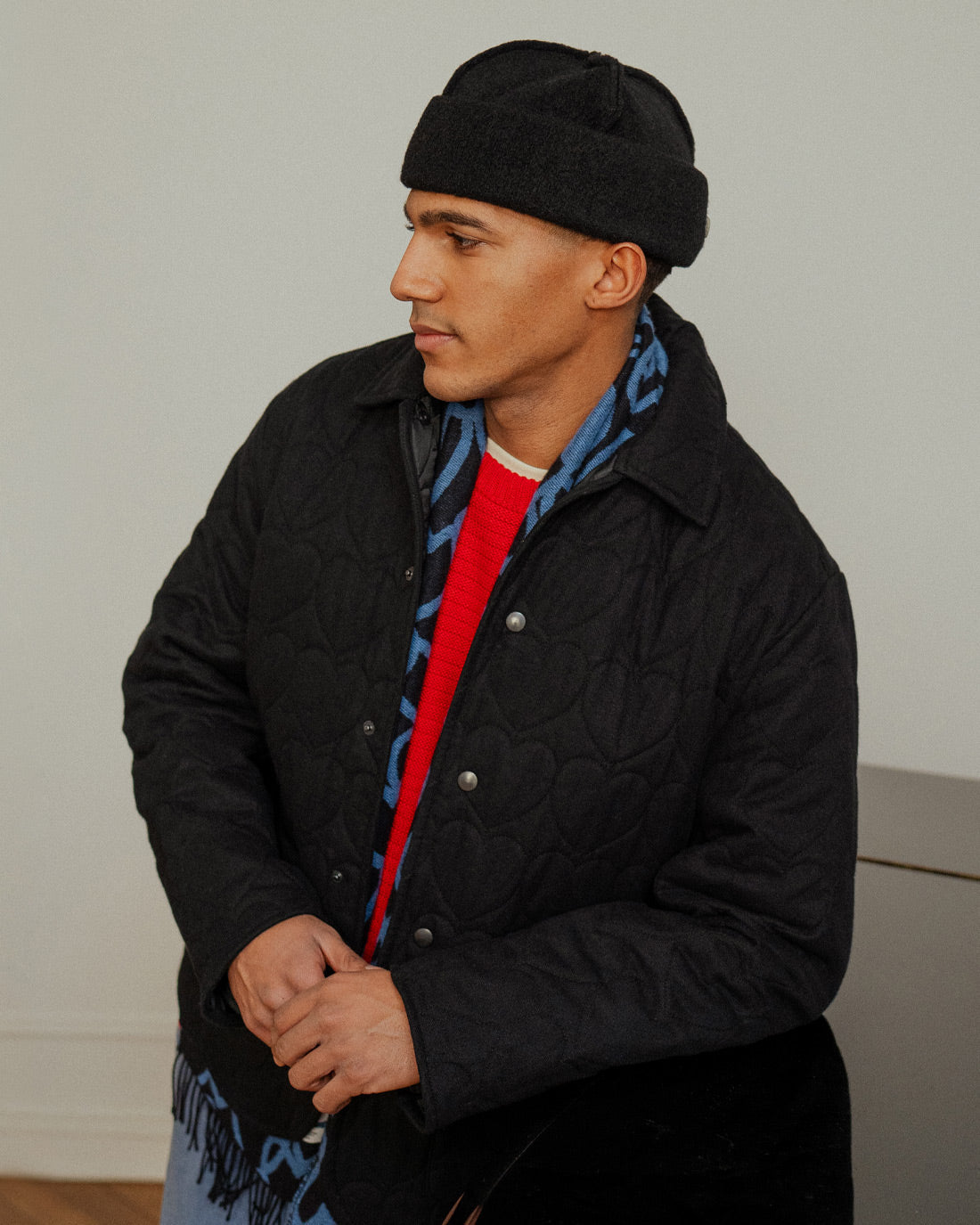 Herren Flanell Steppjacke aus Bio Baumwolle in Schwarz von Rotholz