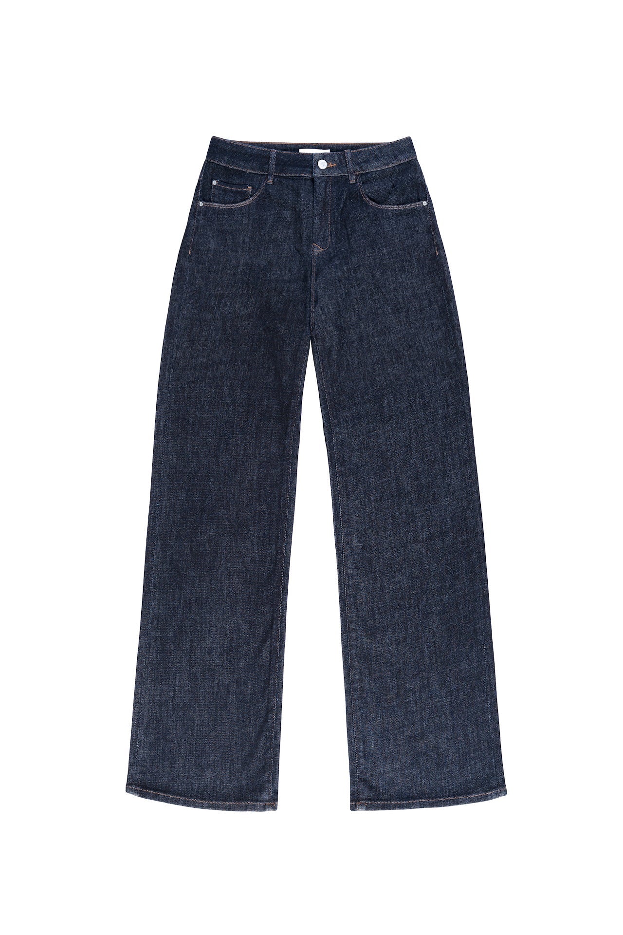 Dark blue DEW Flared Classic jeans made from organic cotton by Dawn Denim