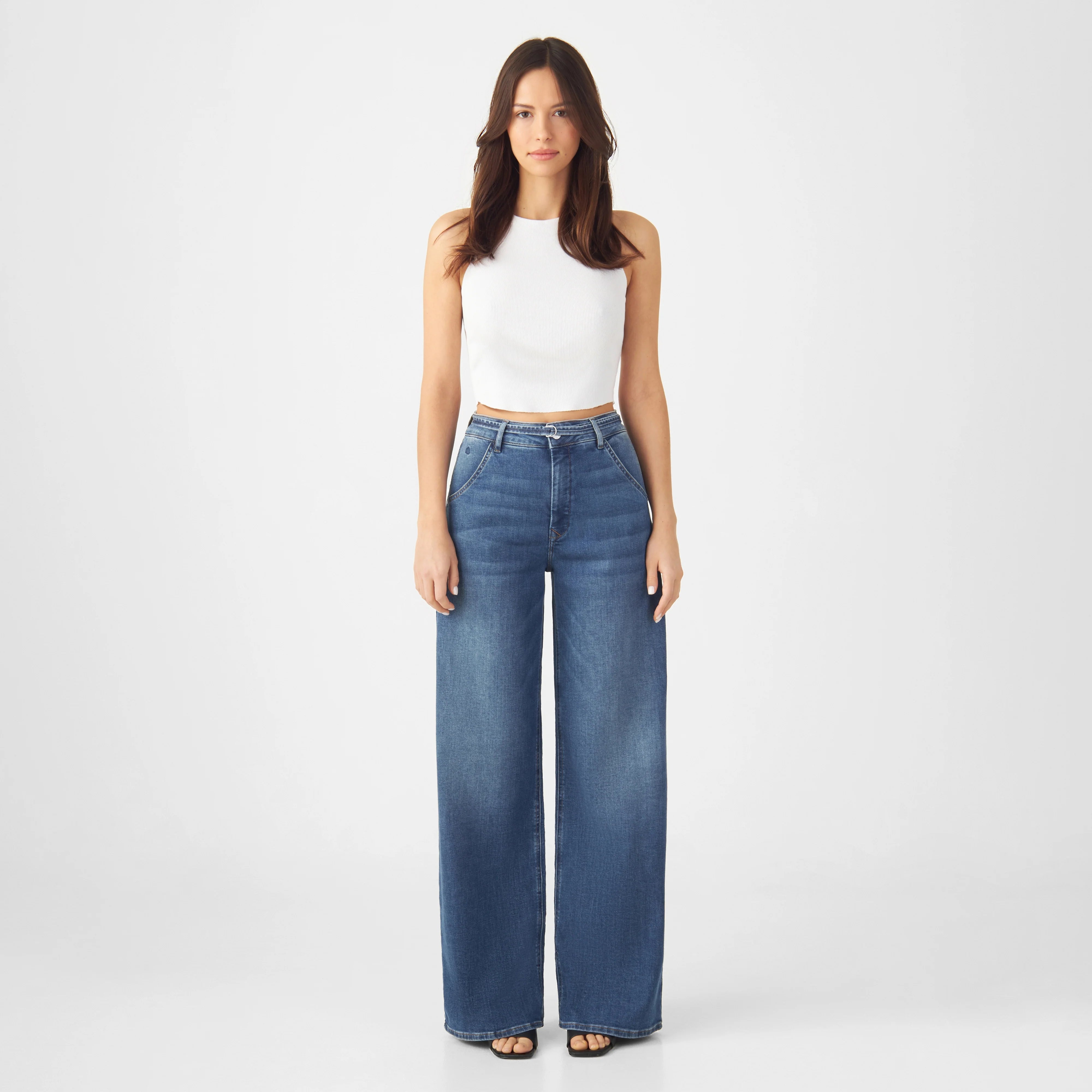 Jean large taille haute bleu BLINK en coton biologique par Dawn Denim
