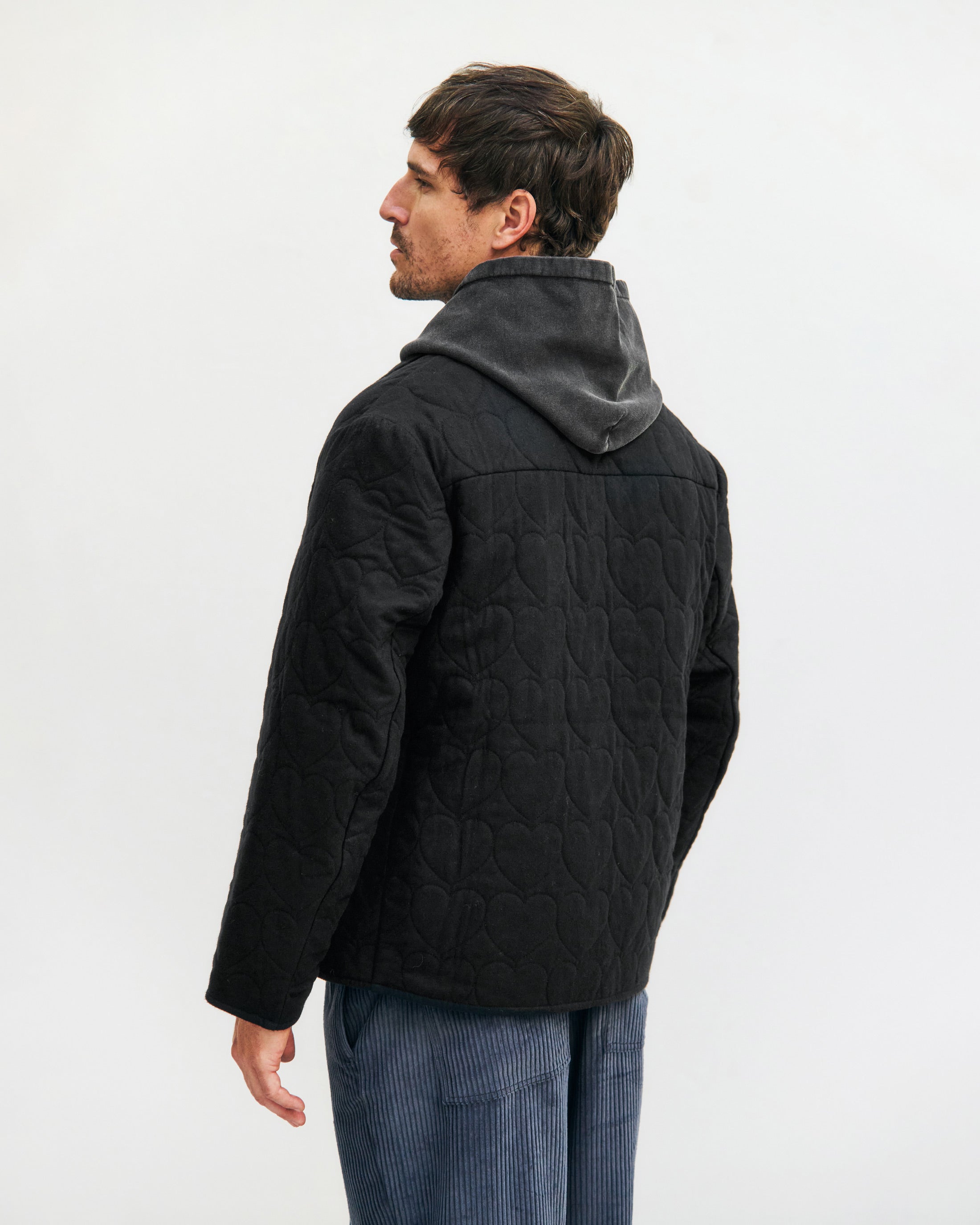 Herren Flanell Steppjacke aus Bio Baumwolle in Schwarz von Rotholz