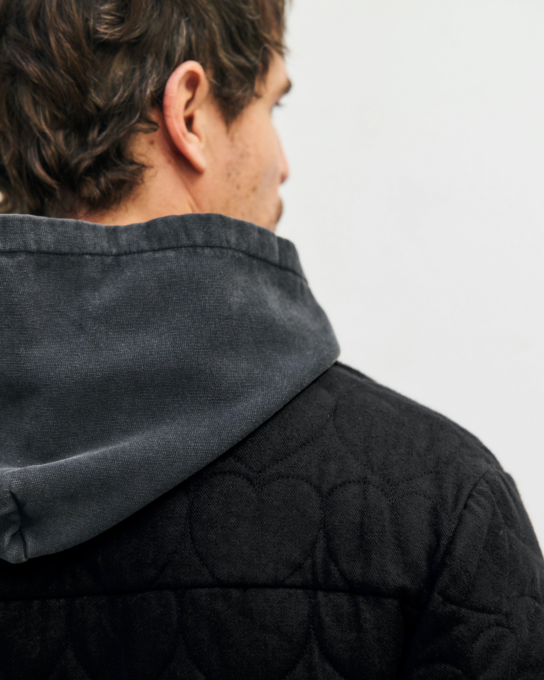 Herren Flanell Steppjacke aus Bio Baumwolle in Schwarz von Rotholz