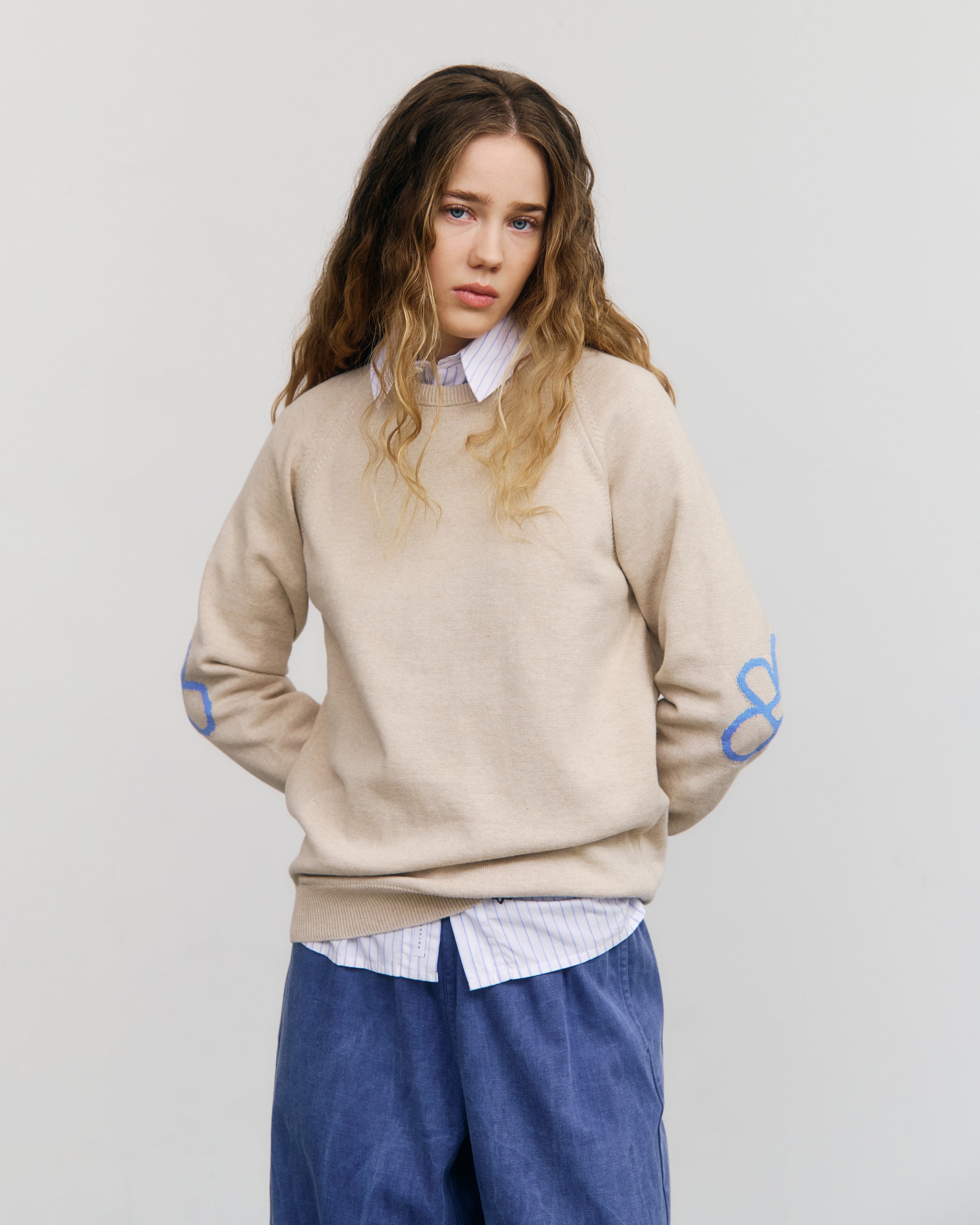 Beiger Strickpullover aus Bio-Baumwolle von Rotholz