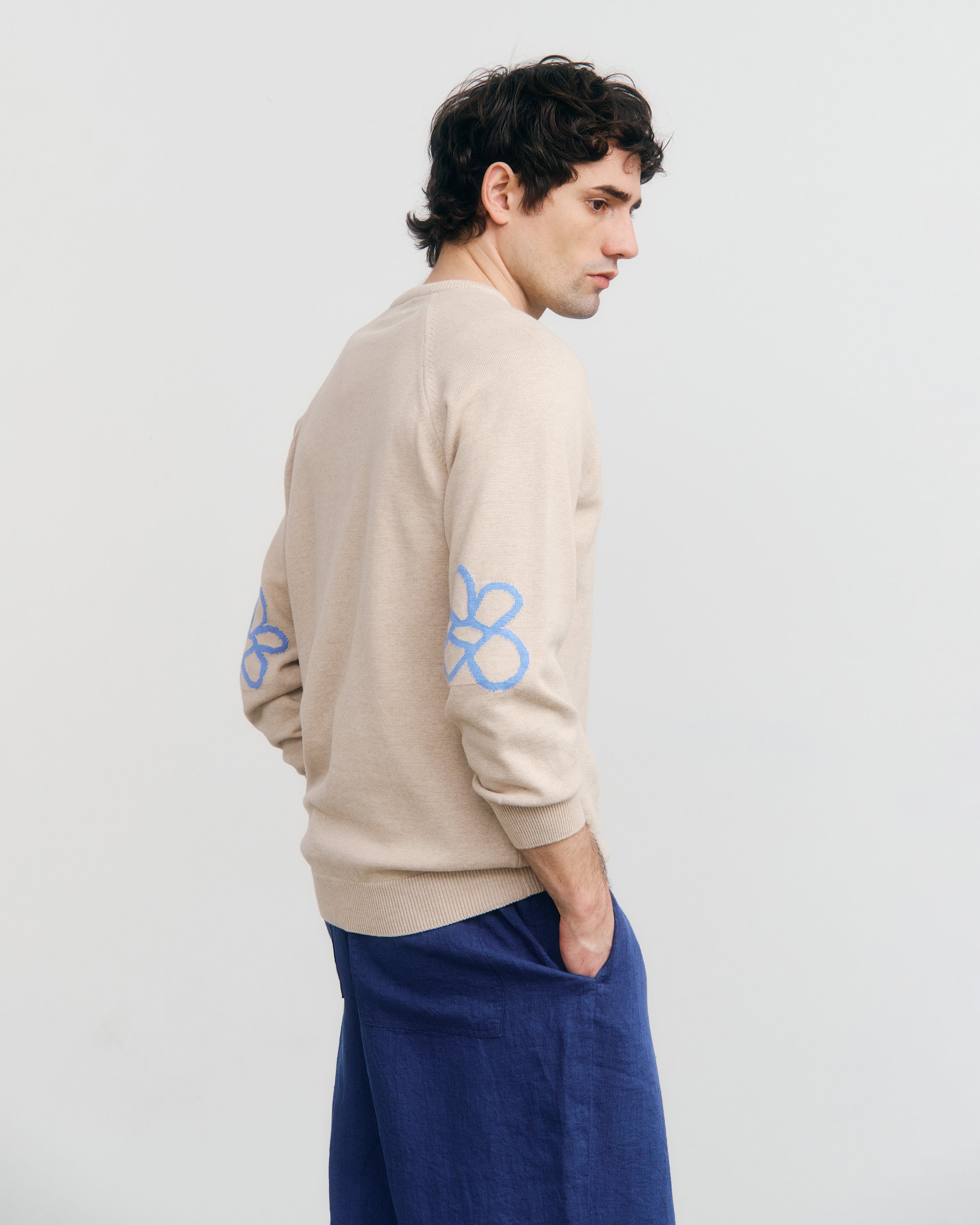 Beiger Strickpullover aus Bio-Baumwolle von Rotholz