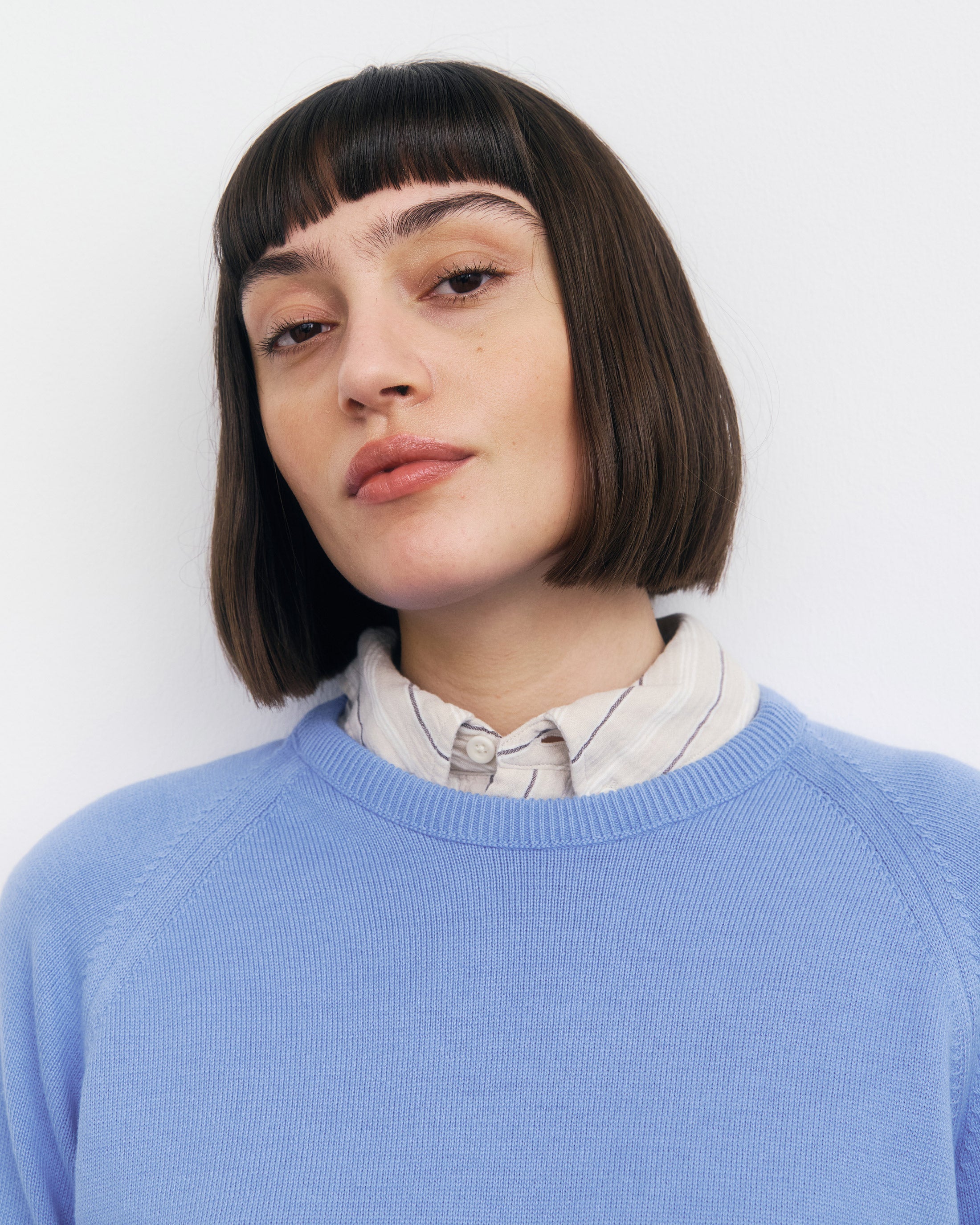 Blauer Strickpullover Flower aus 100% Bio-Baumwolle von Rotholz