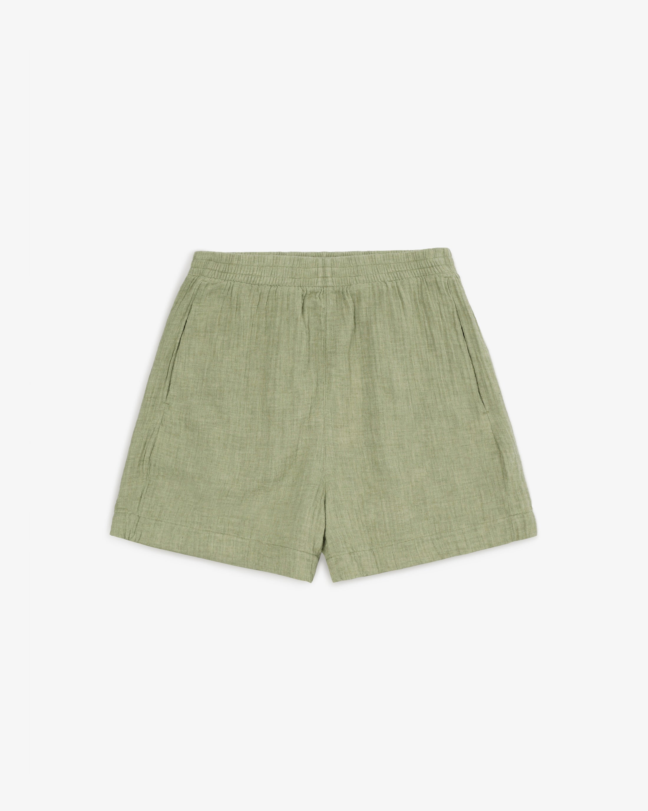 Grüne Musselin Shorts aus Bio-Baumwolle von Rotholz