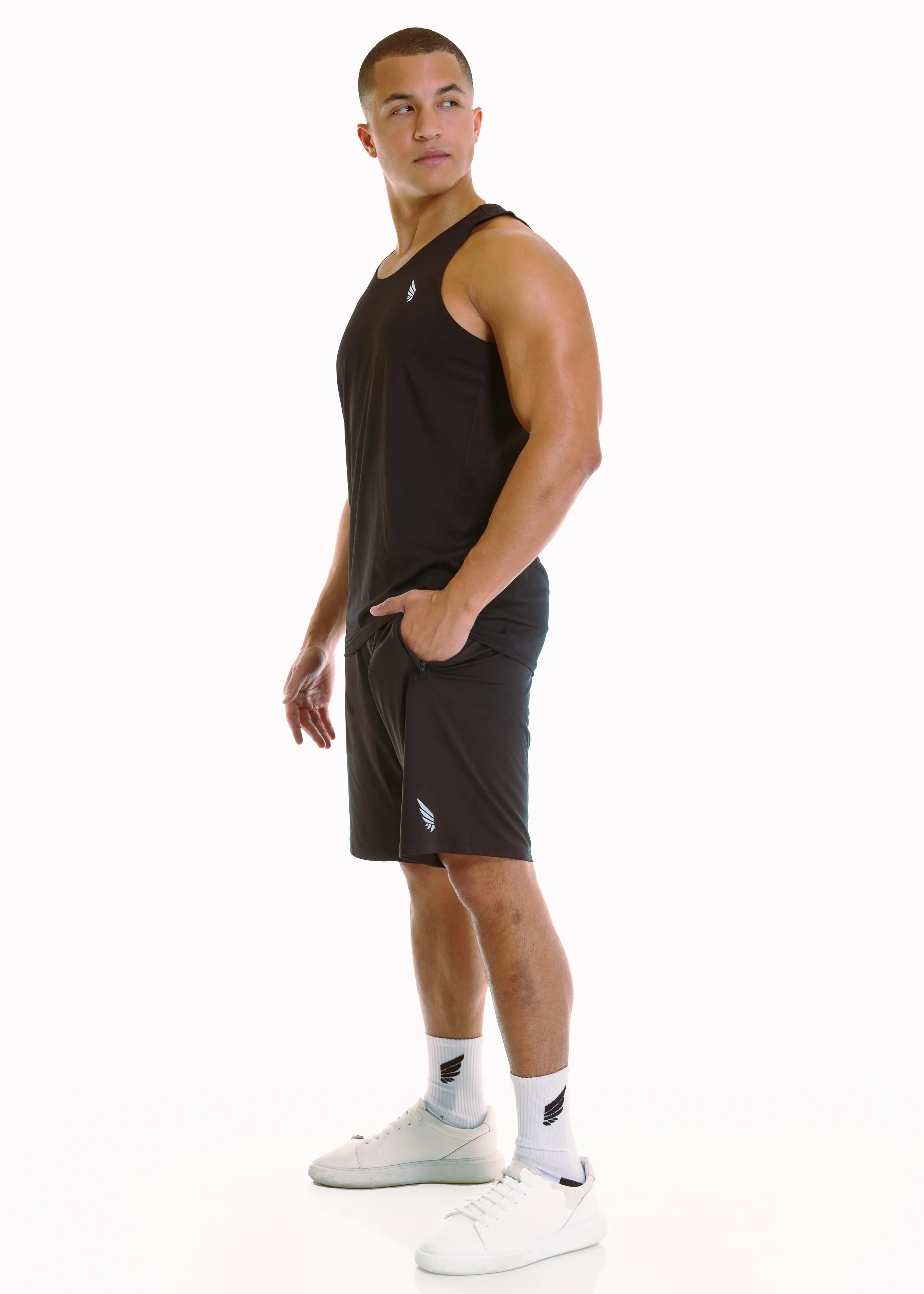 Nivays Zeyla Performance Black Tank Top in recycled polyester