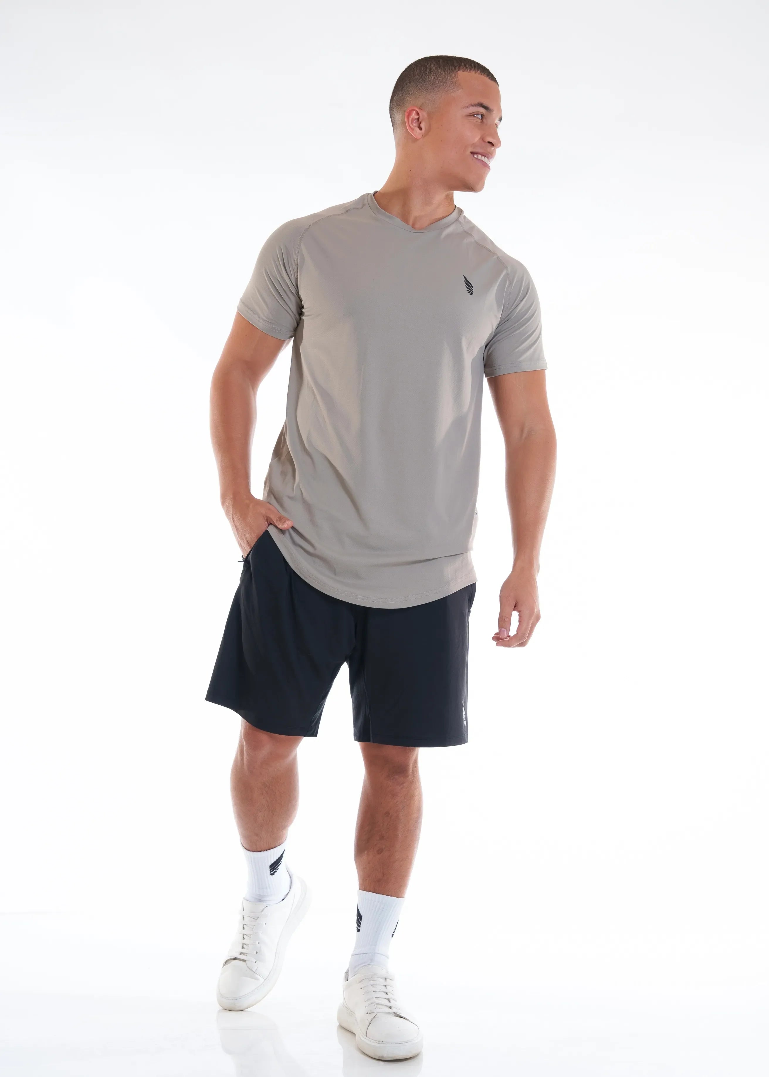 Gray Zeyla High Performance Shirt made from recycled polyester by Nivays