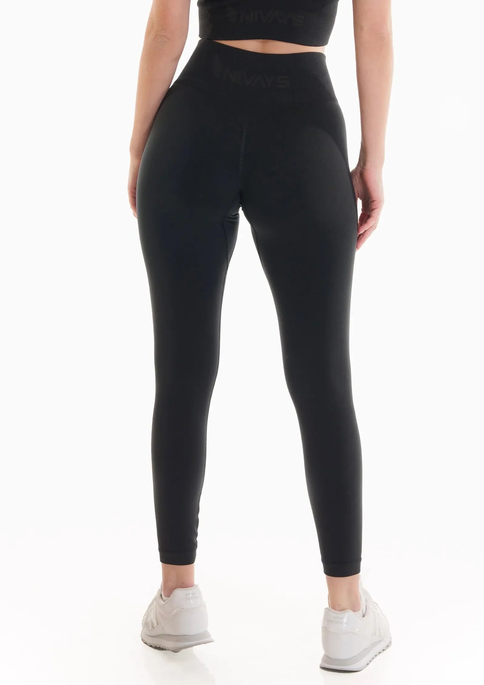 Black Zeyla Seamless Set made from Recycled Polyester by Nivays