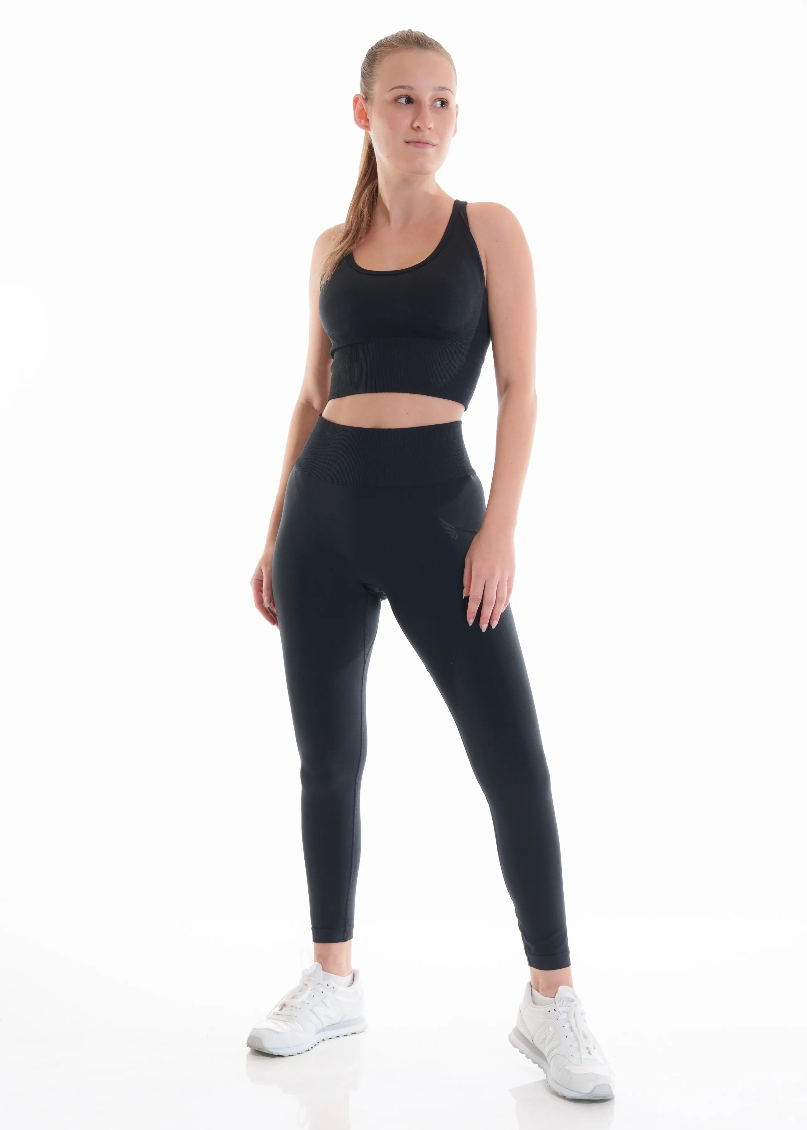 Black Zeyla Seamless Set made from Recycled Polyester by Nivays