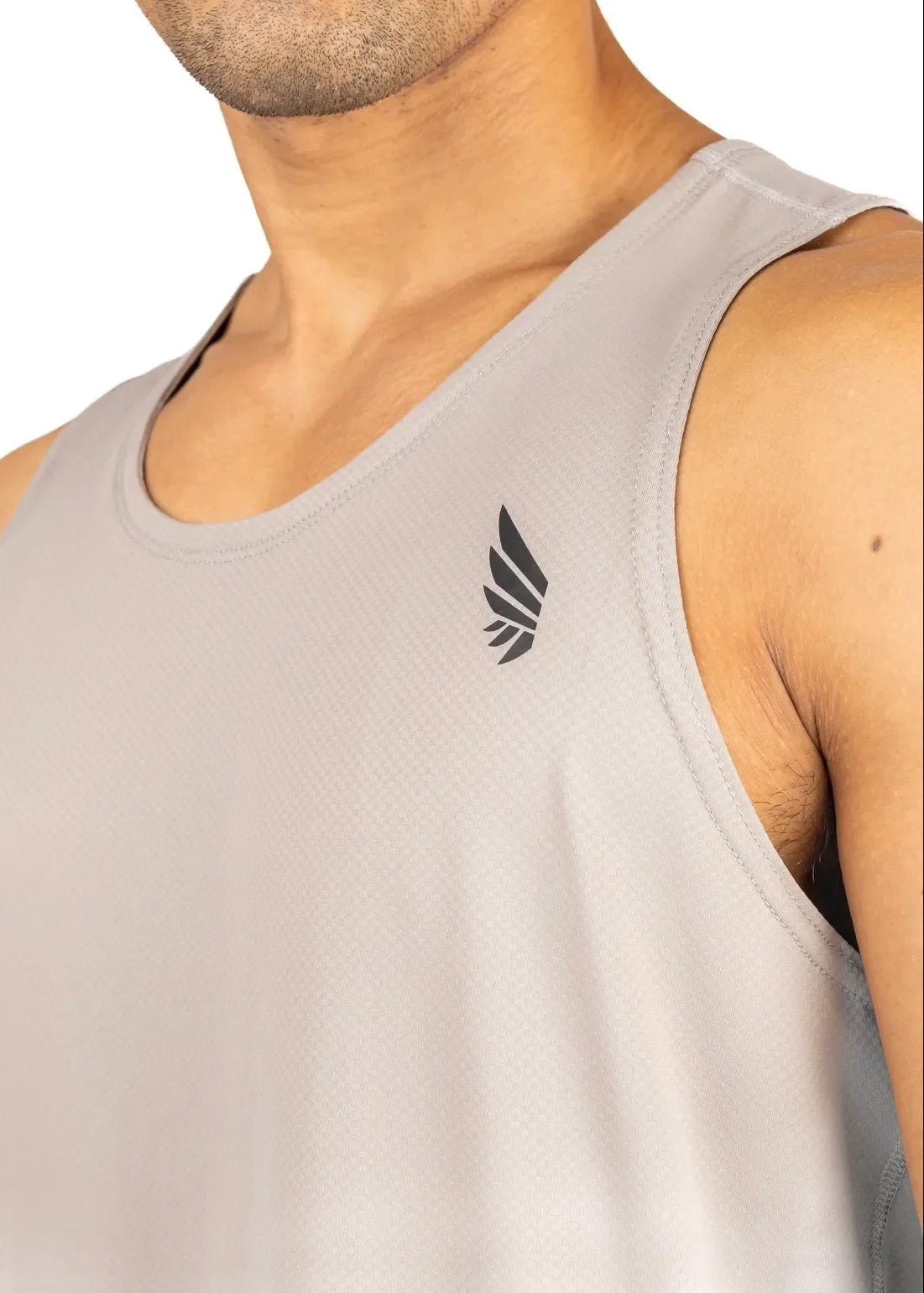 Grey Zeyla Performance tank top made from recycled polyester by Nivays