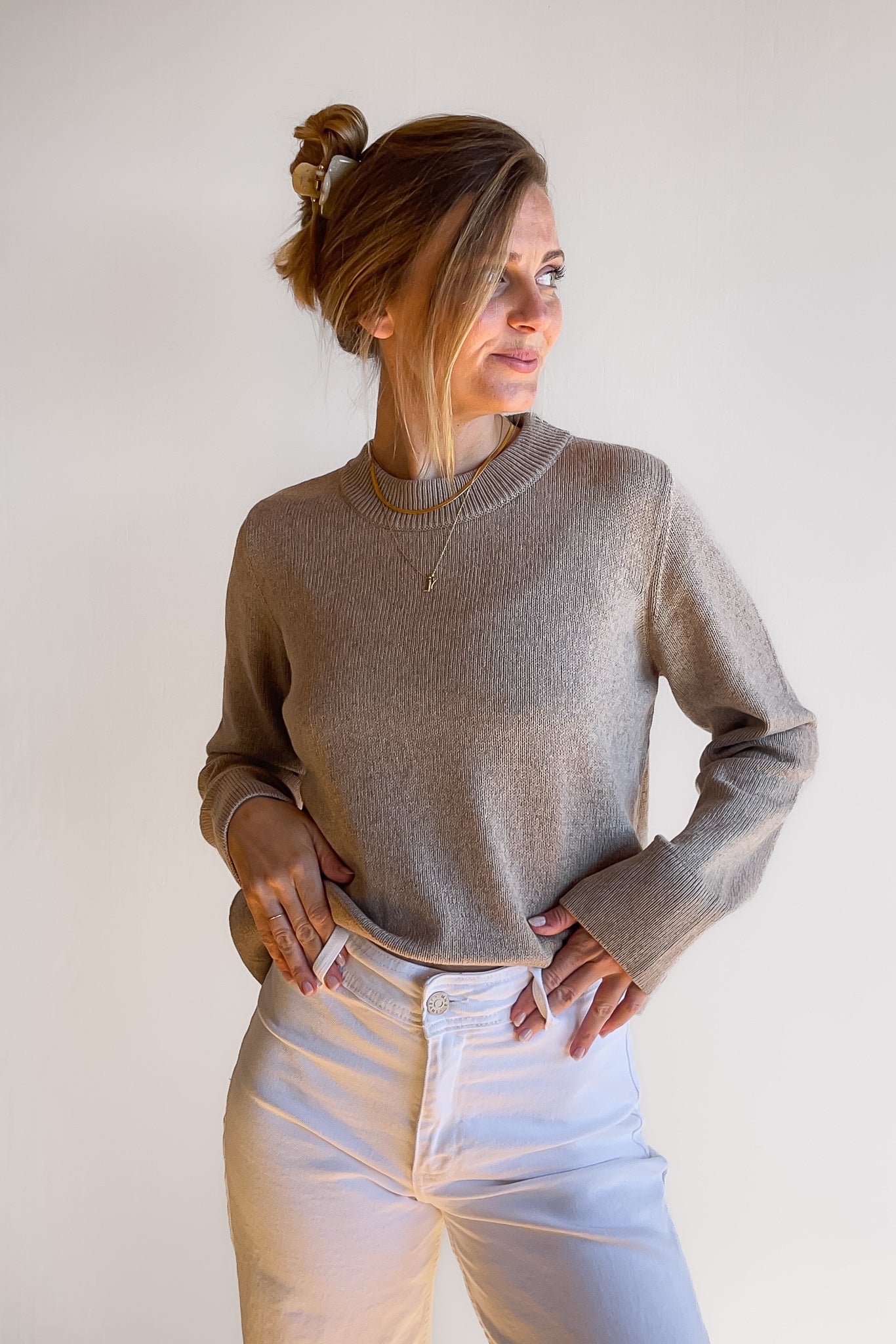 Beige organic cotton ATIN sweater by Pura Clothing