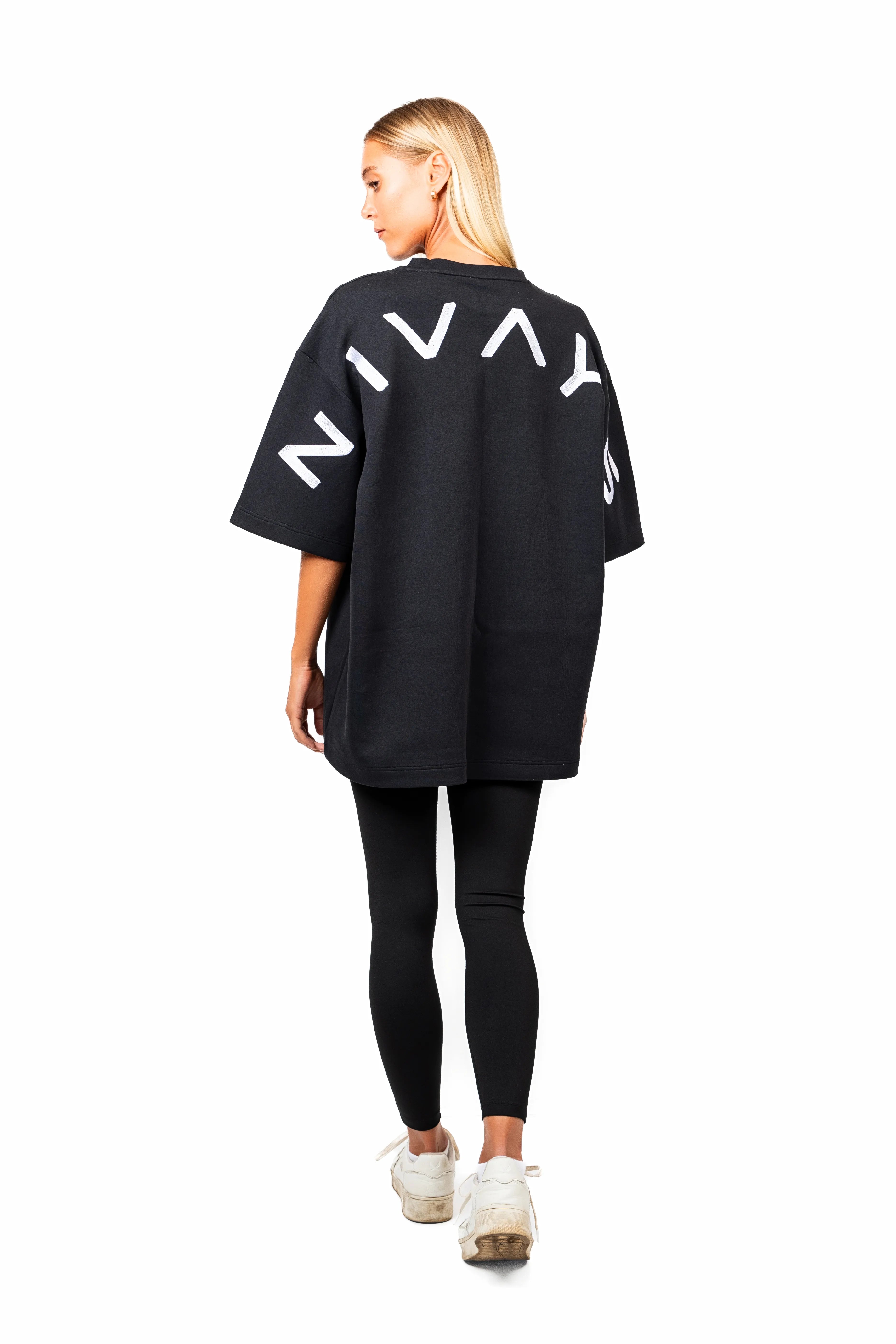 Black Nivays Cotton Gravity Oversized Signature T-Shirt
