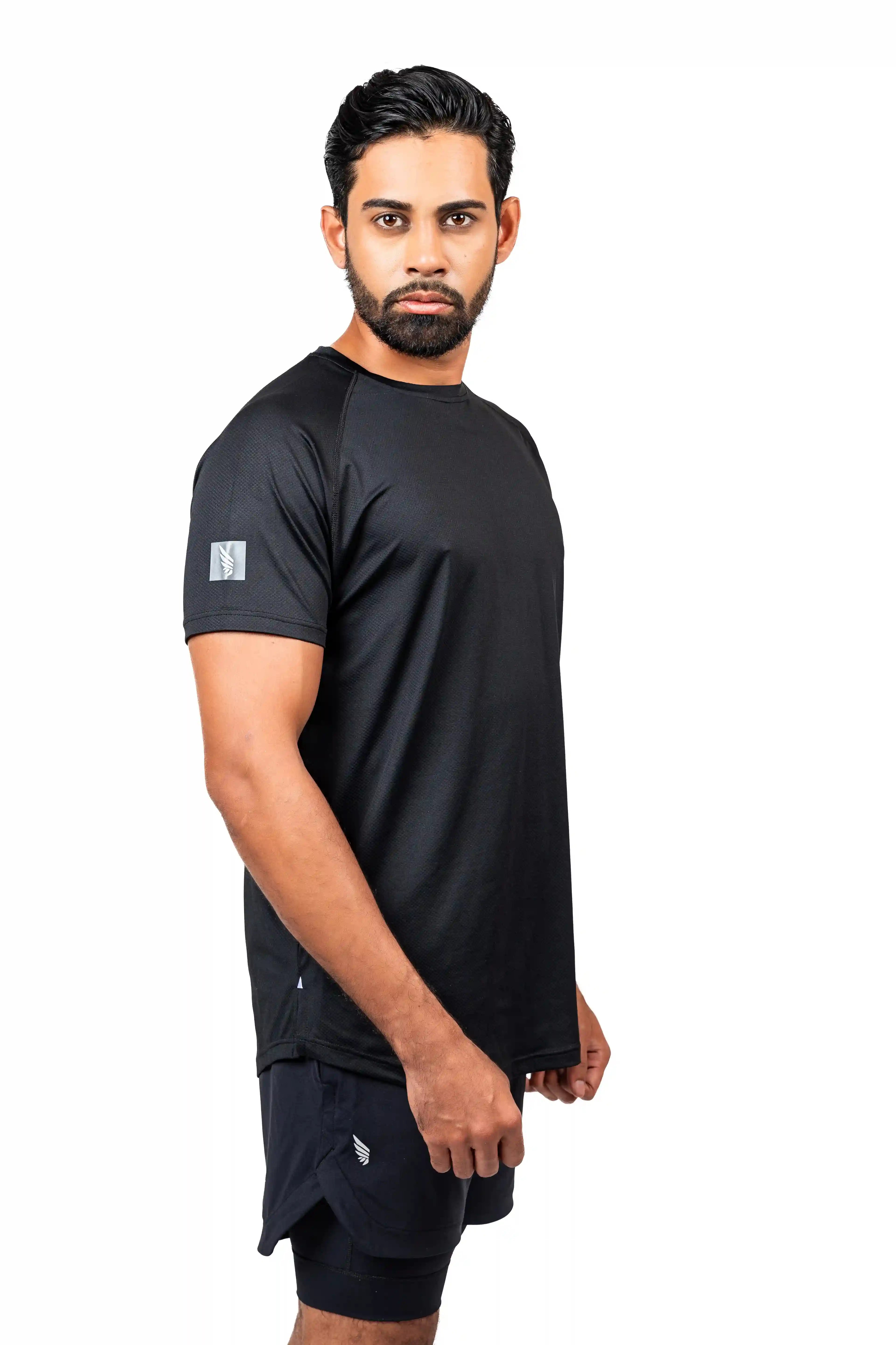 Black Gravity Improved Shirt made from recycled polyester by Nivays