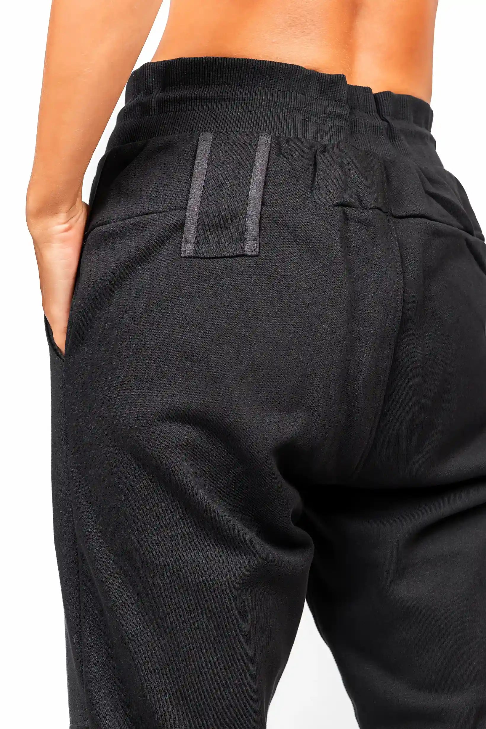 Black cotton Gravity Lifestyle joggers from Nivays