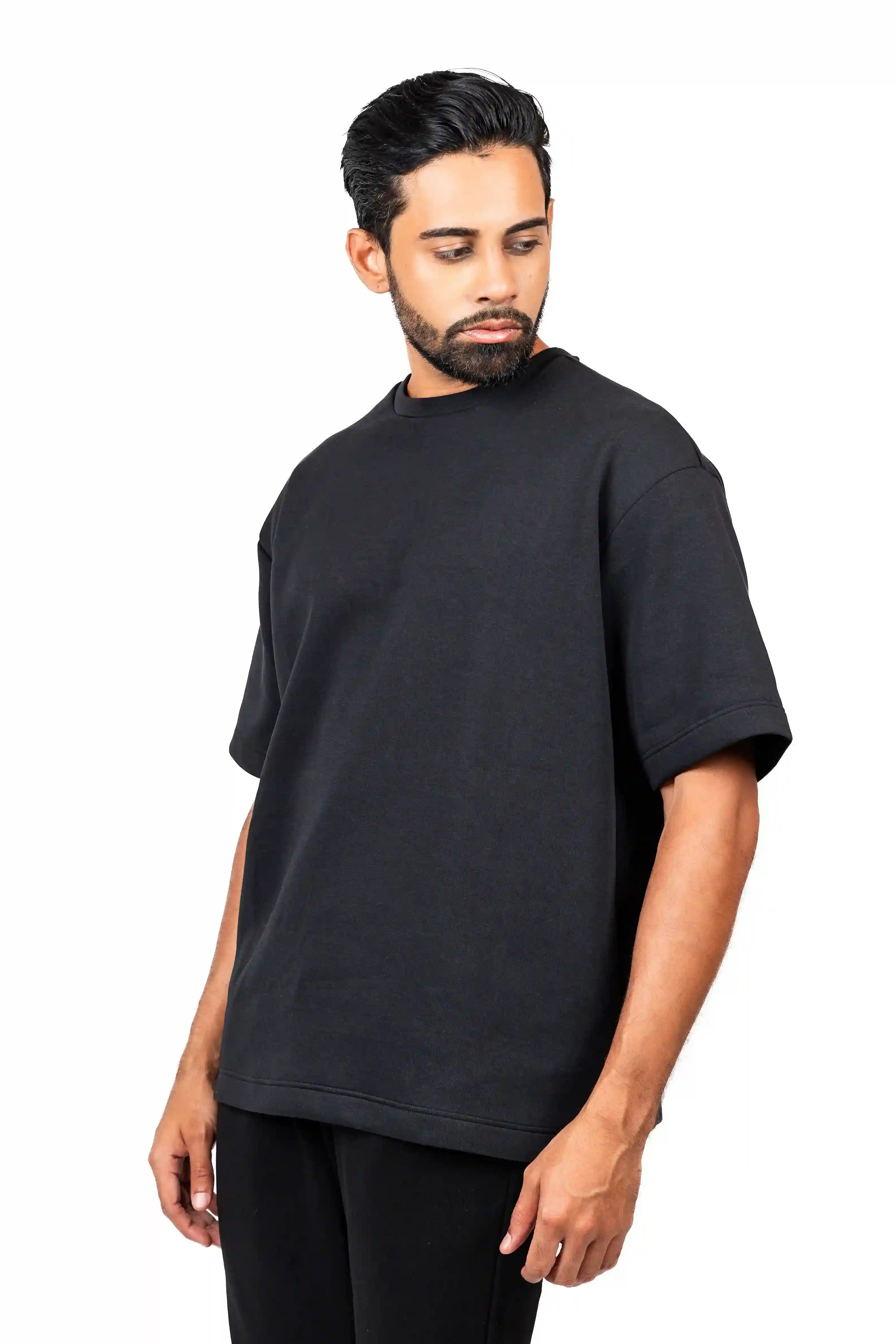 Black Nivays Cotton Gravity Oversized Signature T-Shirt